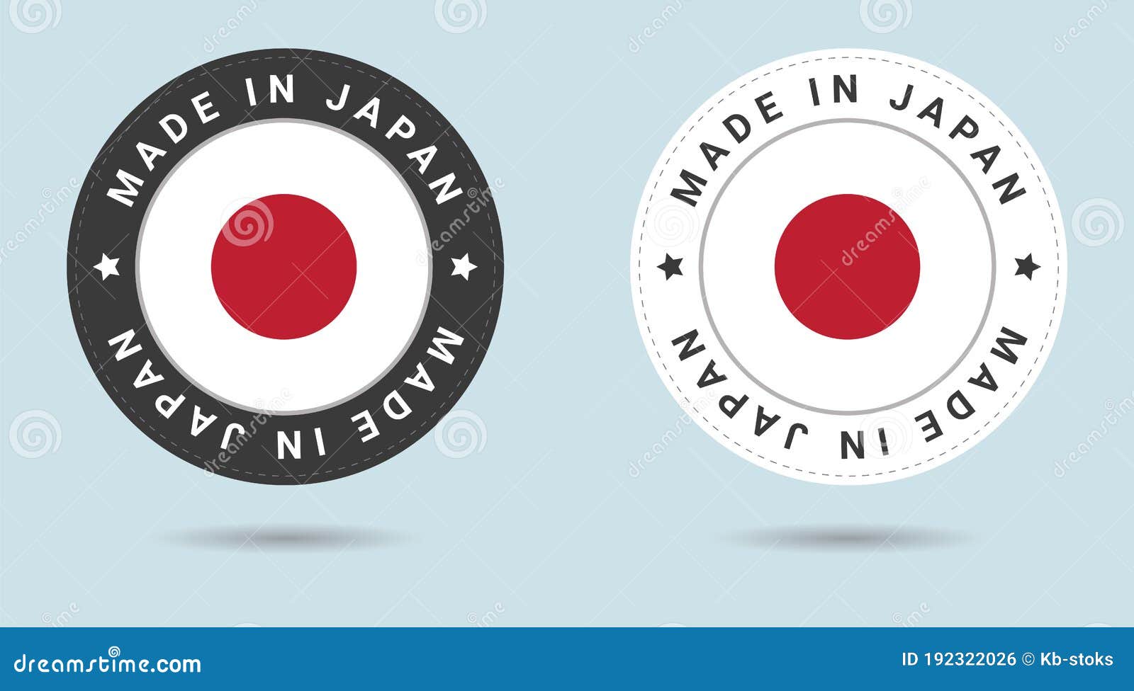 Set of Two Japanese Stickers. Made in Japan. Simple Icons with Flags ...