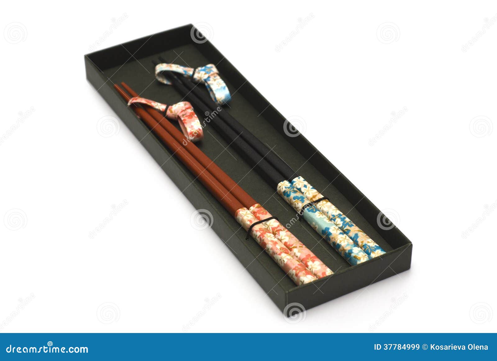 Set of Two Pairs of Chopsticks in Black Case Stock Image Image of
