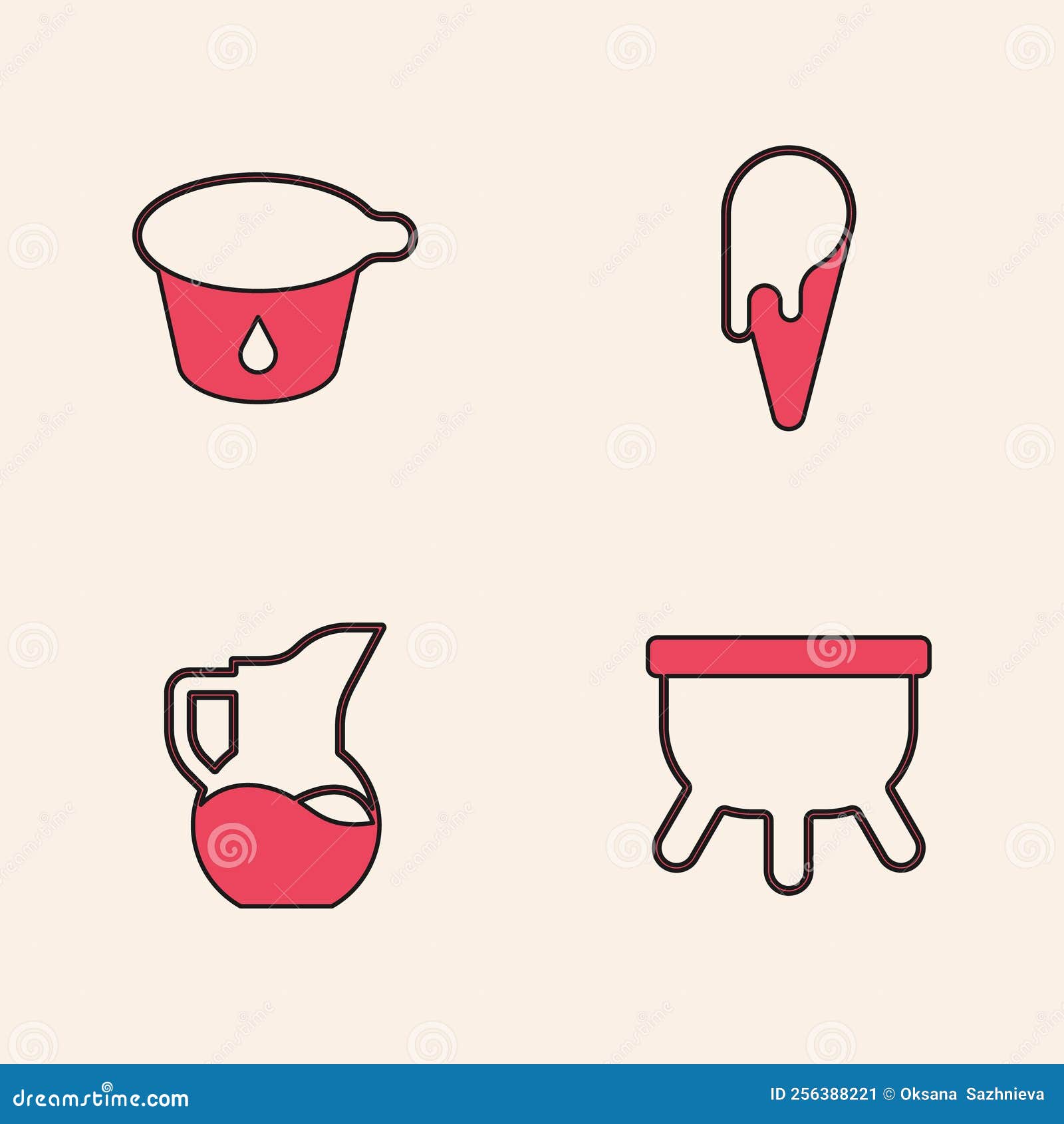 Set Udder, Yogurt Container, Ice Cream Waffle Cone and Milk Jug or