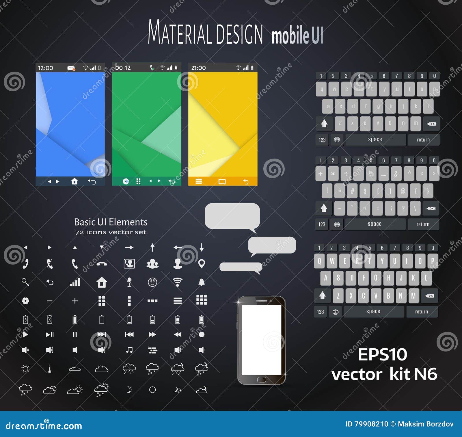 Set Of Ui Material Design Background Stock Vector - Illustration of