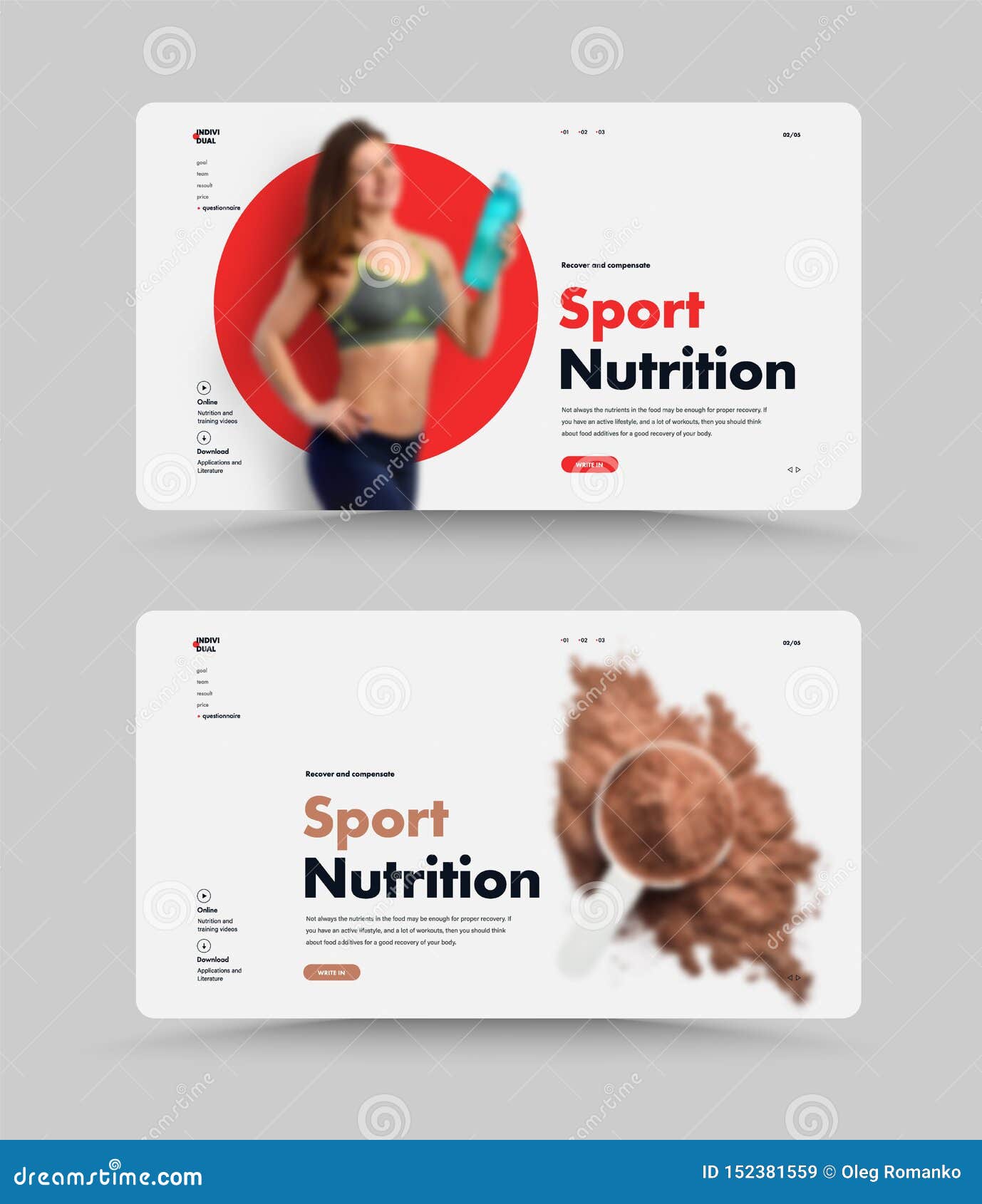 Set Of Ui/Ux Website Design Homepage For Sports Nutrition Or Supplements  Stock Vector - Illustration Of Media, Homepage: 152381559