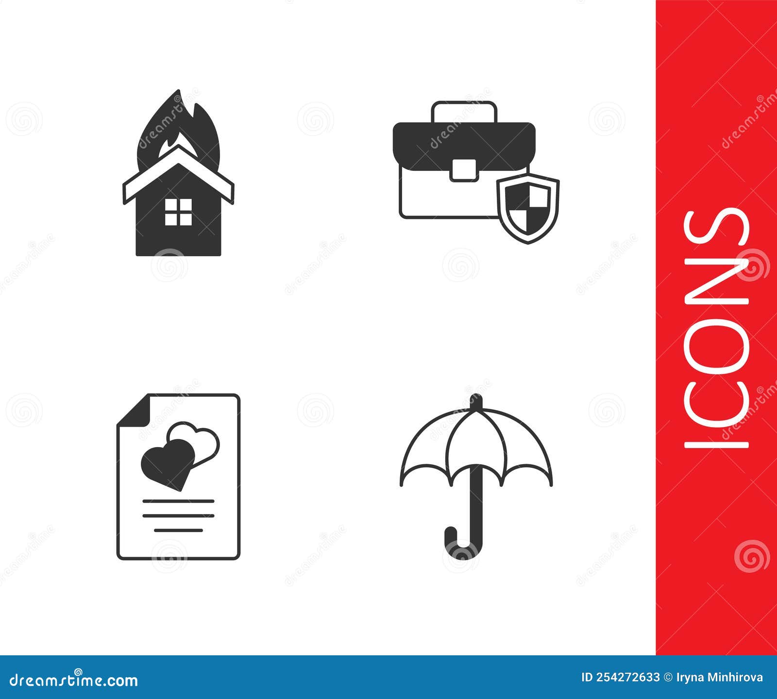 Set Umbrella, Fire in Burning House, Marriage Contract and Briefcase