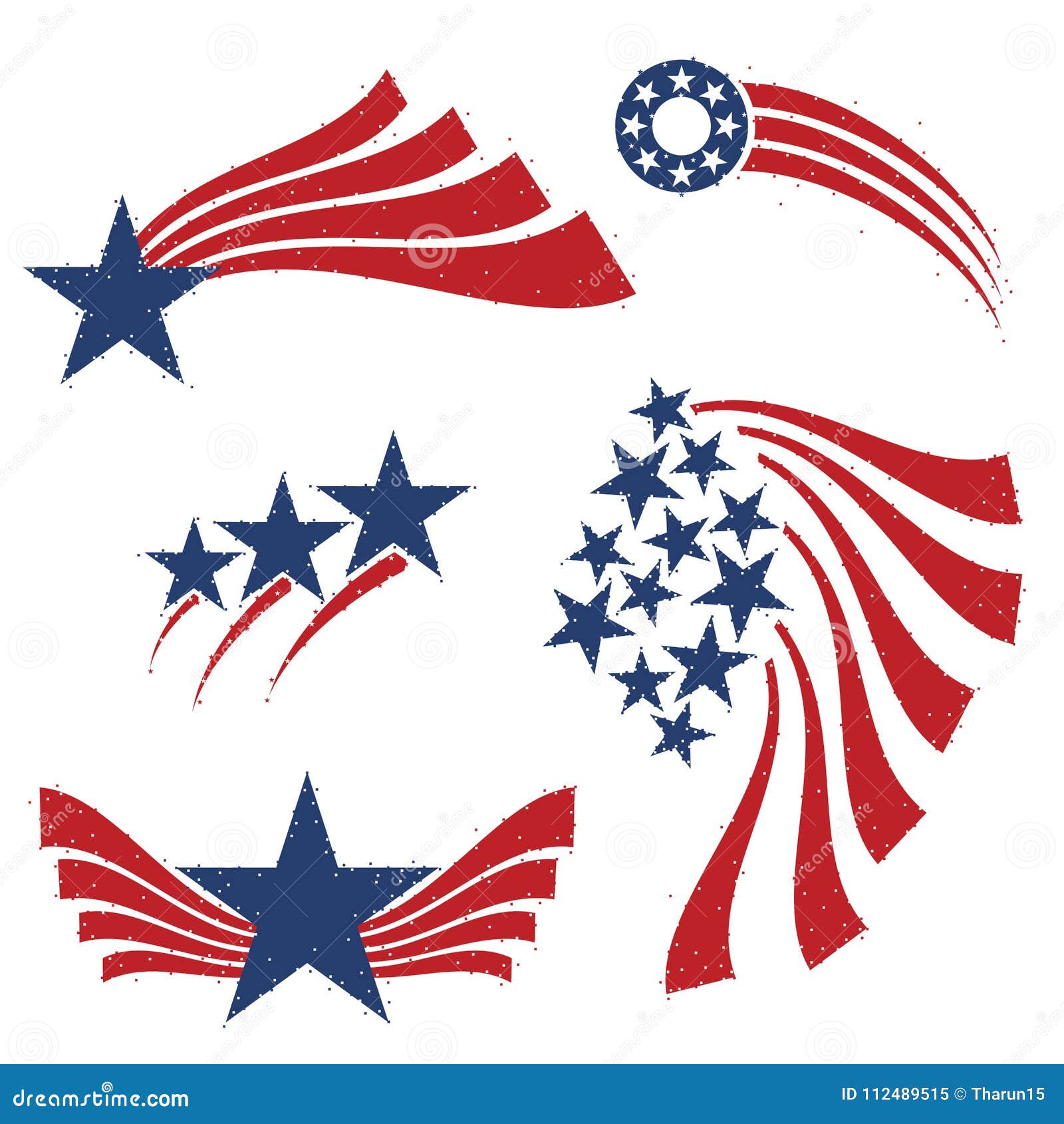 Set of United States Mnemonics with Stars and Stripes Stock ...
