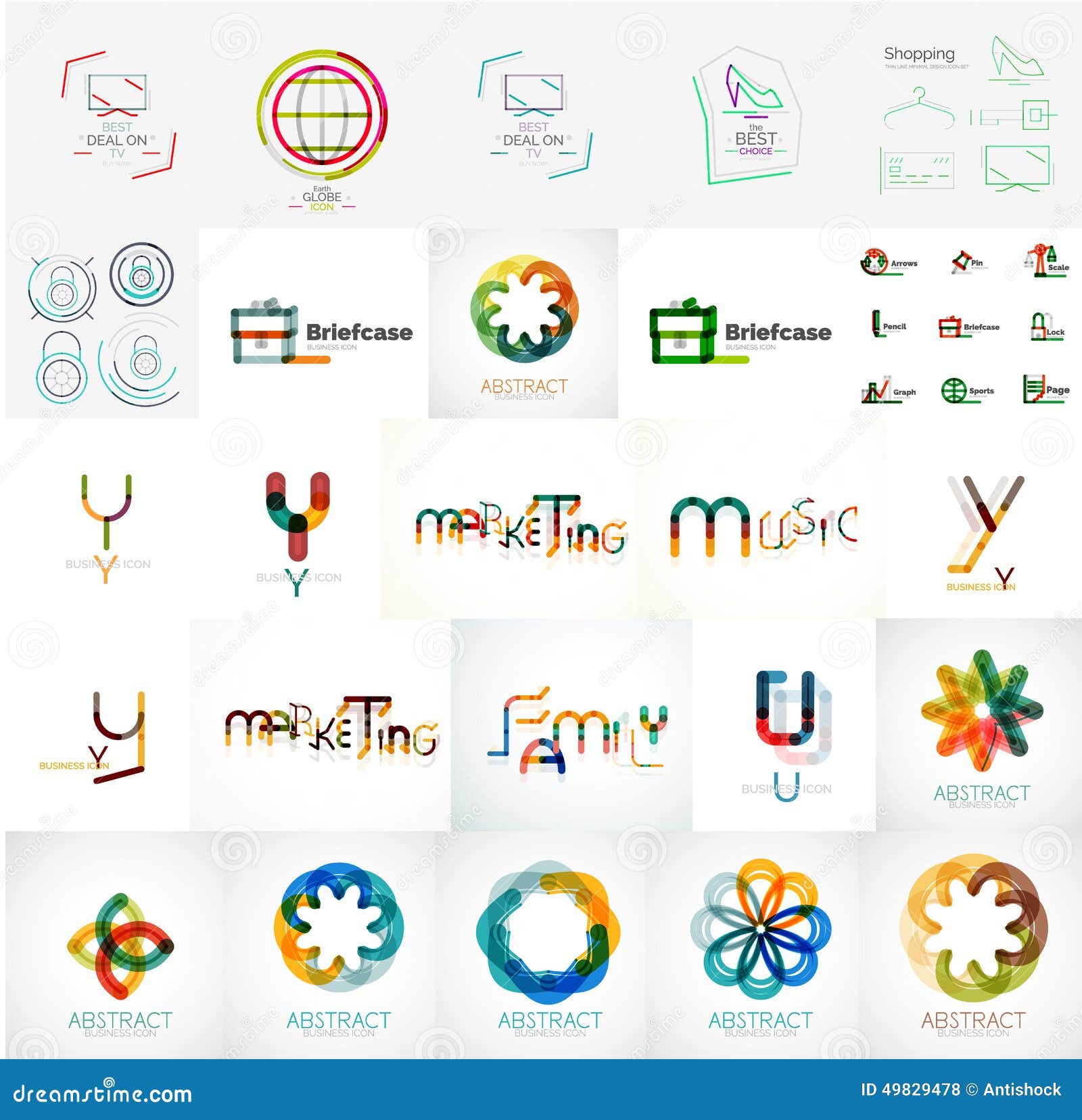 Set of Universal Company Logos and Design Elements Stock Vector