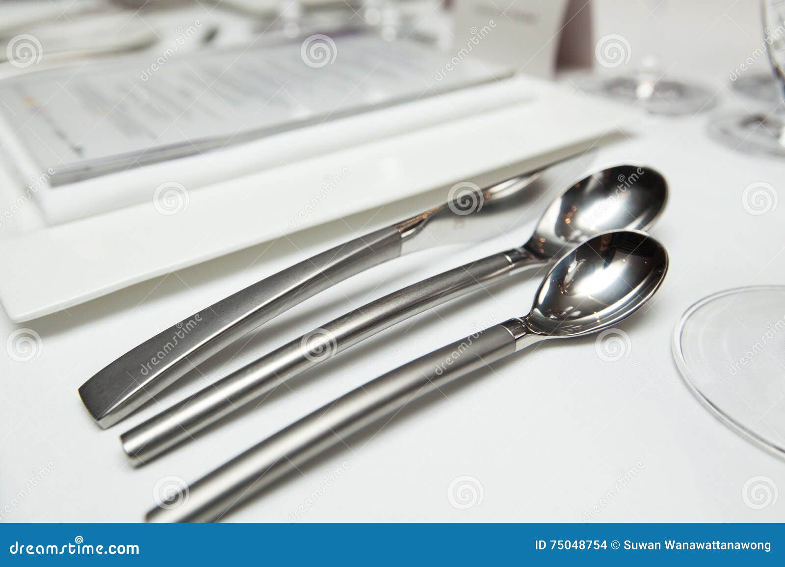 Set Up Cutlery on the Table for Dinner Stock Photo Image of inviting