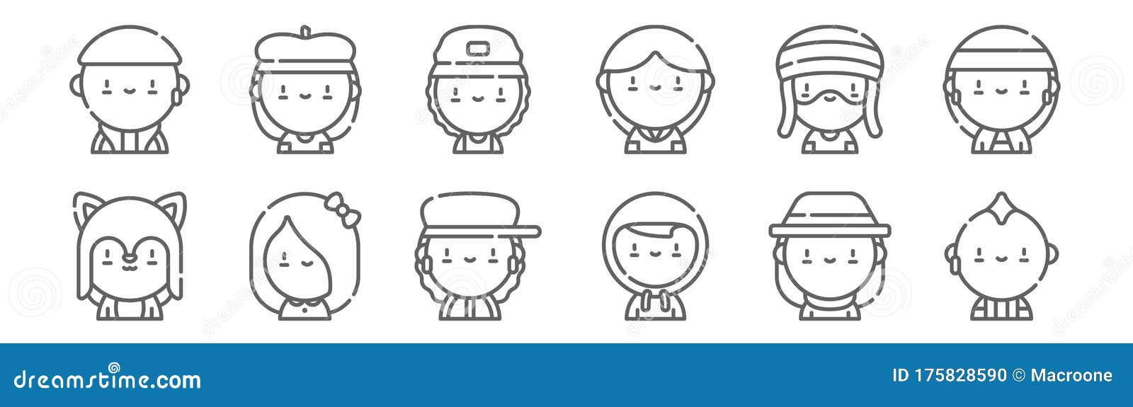 set of 12 urban tribes icons. outline thin line icons such as punk, hacker, emo, rastafari, skater, beatnik