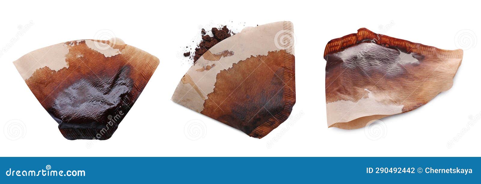 Set with Used Coffee Filters Isolated on White Stock Photo Image of
