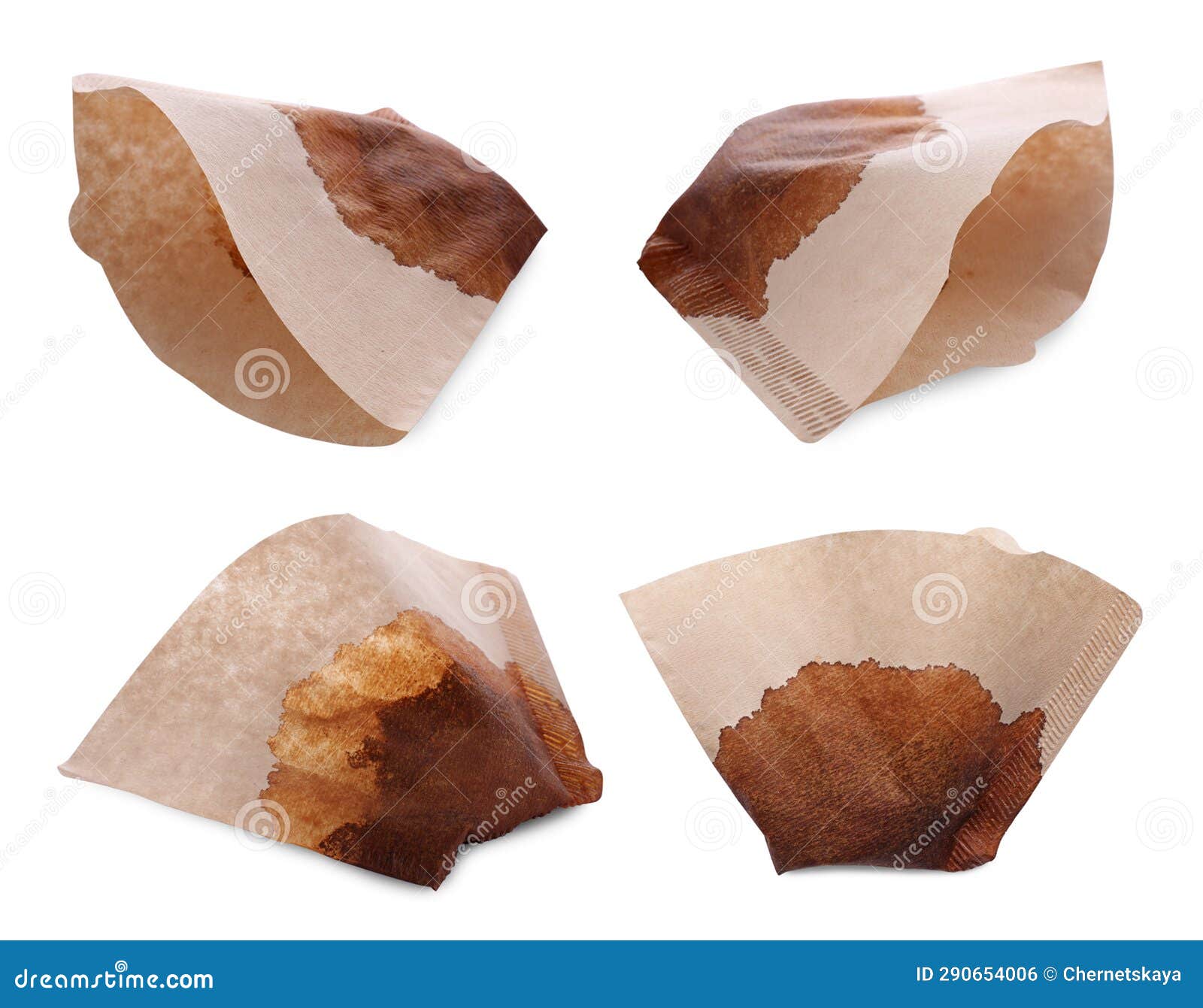 Set with Used Coffee Filters Isolated on White Stock Photo Image of