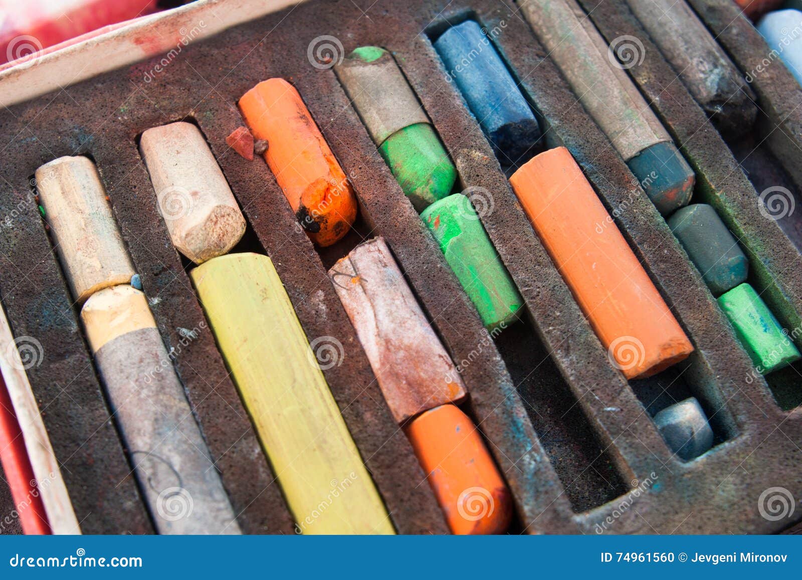 Set of used oil crayons stock illustration. Illustration of brush