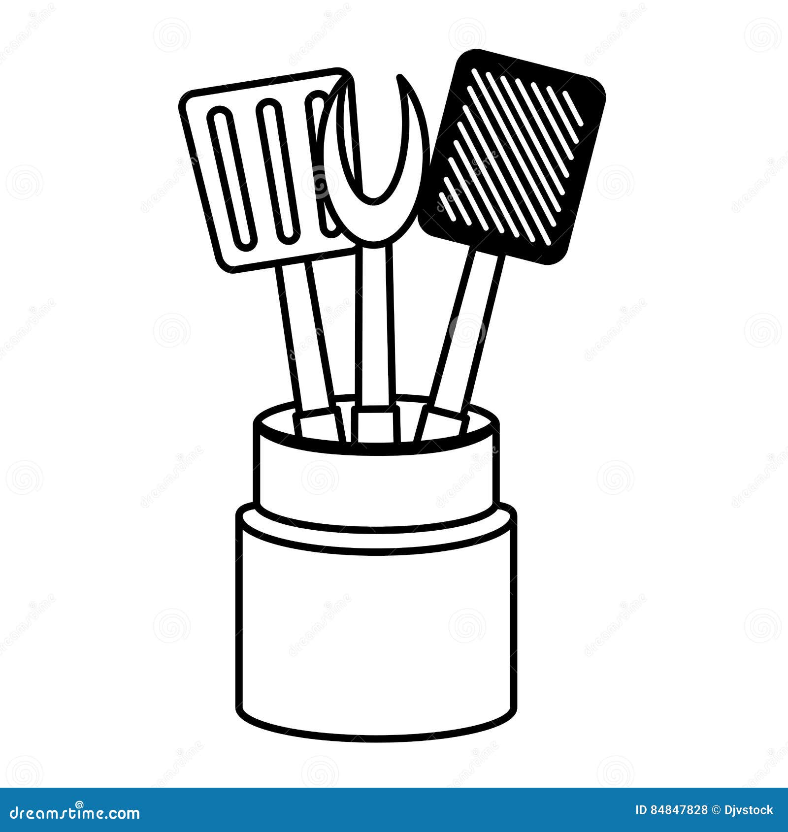 Set Utensil Kitchen Container Outline Stock Illustration Illustration