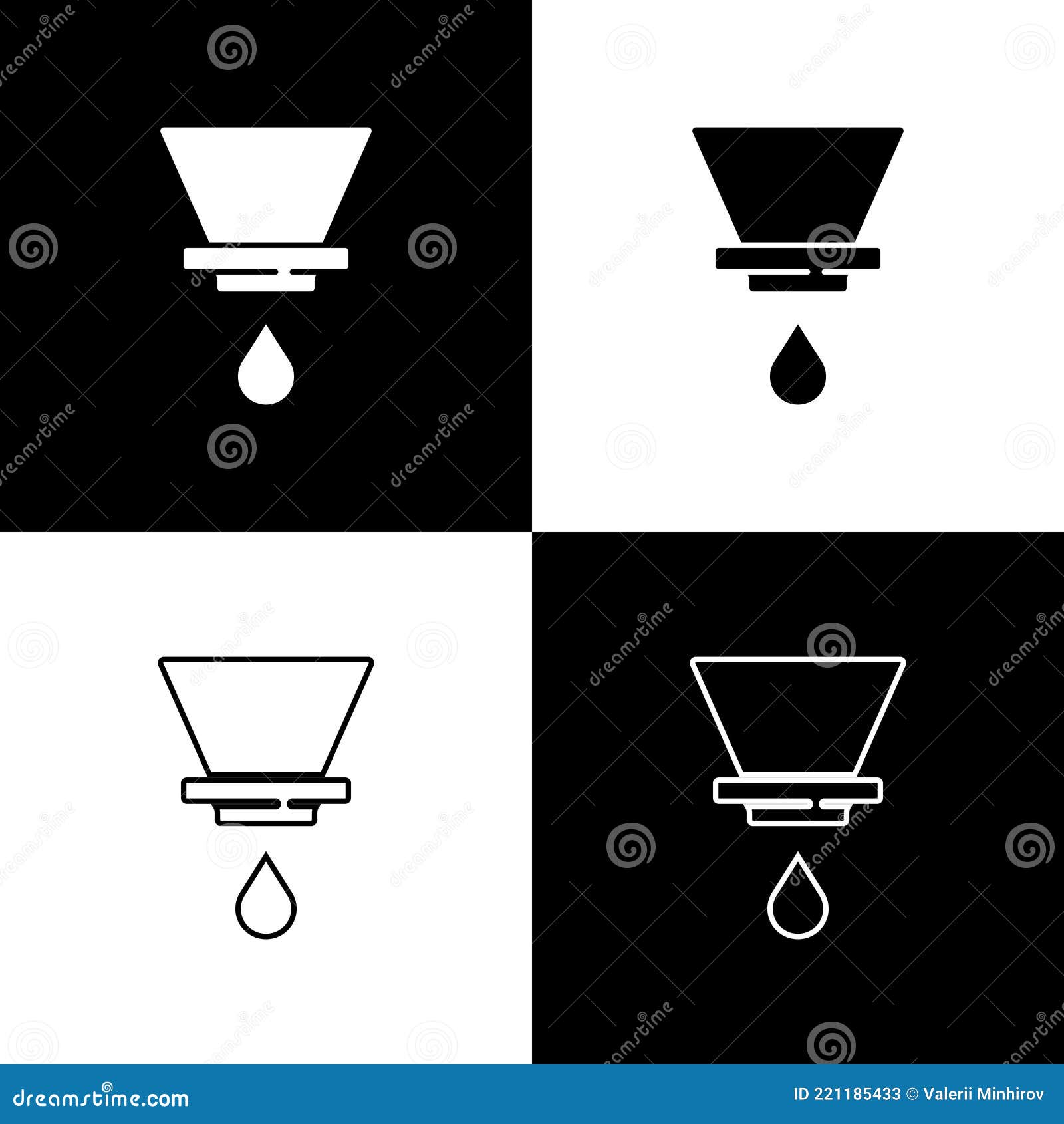 Set V60 Coffee Maker Icon Isolated on Black and White Background. Vector  Stock Vector - Illustration of beverage, filter: 221185433