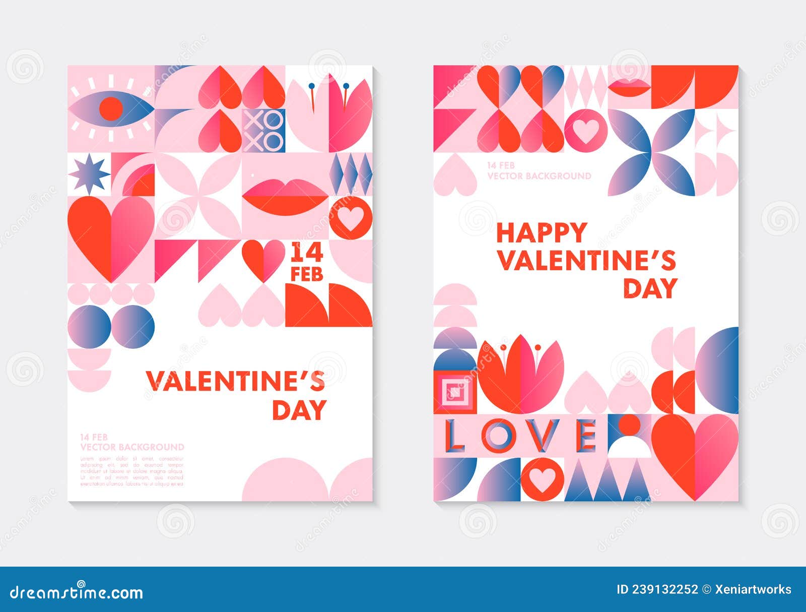 set of valentines day greeting banners templates