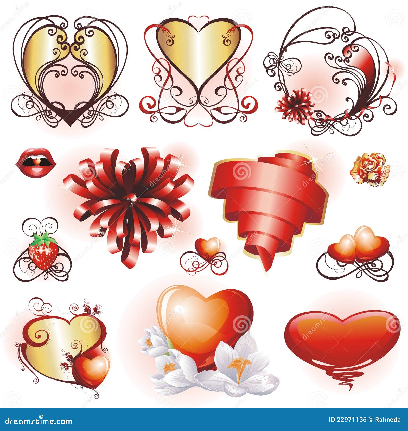 Set with Valentines Design Elements Stock Vector Illustration of shine, abstract 22971136