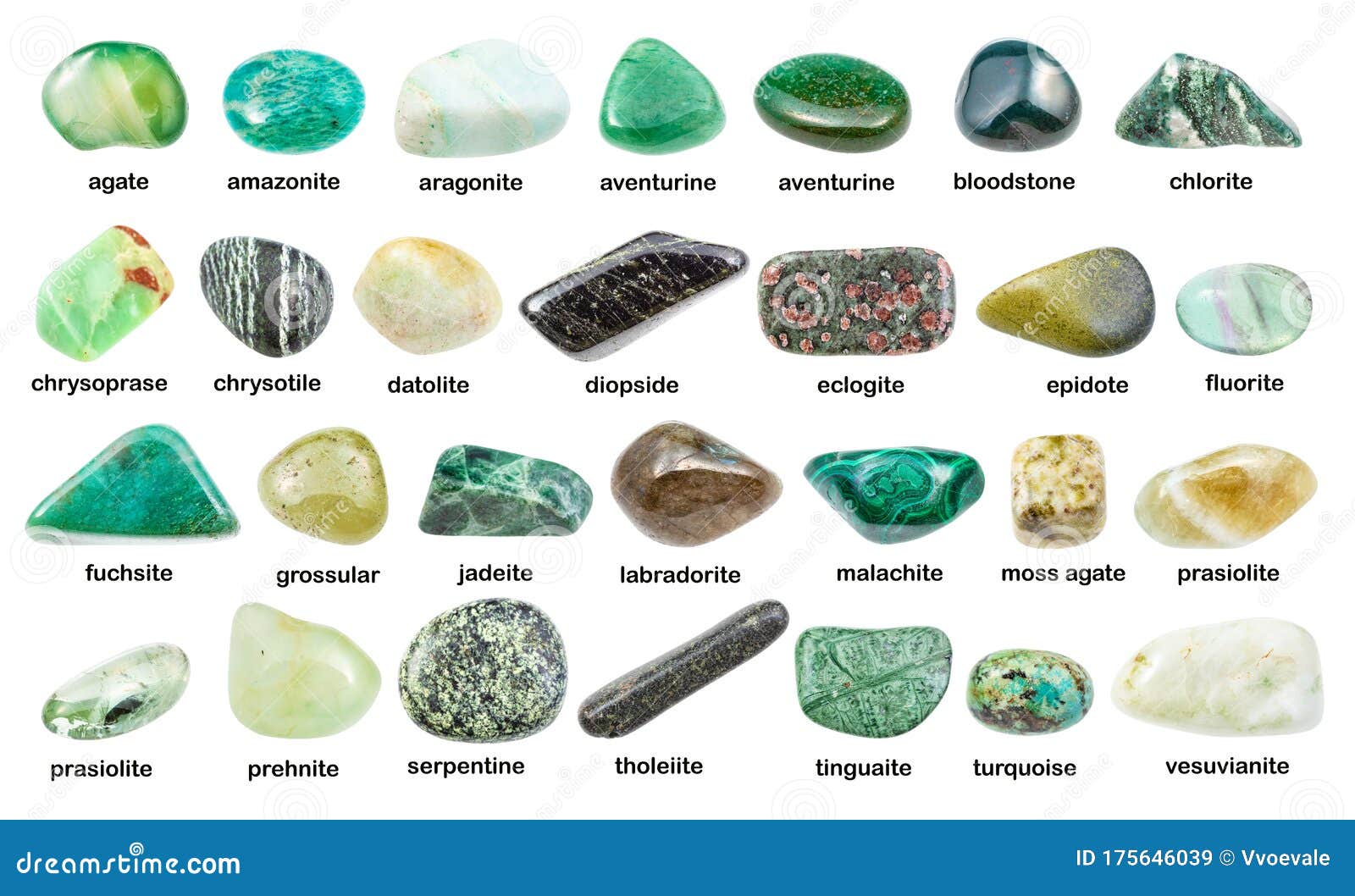 Set of Various Green Gemstones with Names Isolated Stock Image - Image of  chrysoprase, green: 175646039