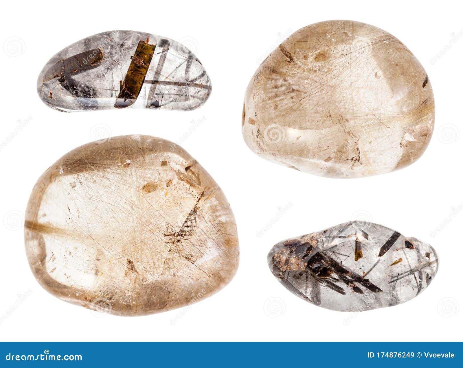 Set of Various Hairworm Quartz Stones Isolated Stock Image - Image of ...