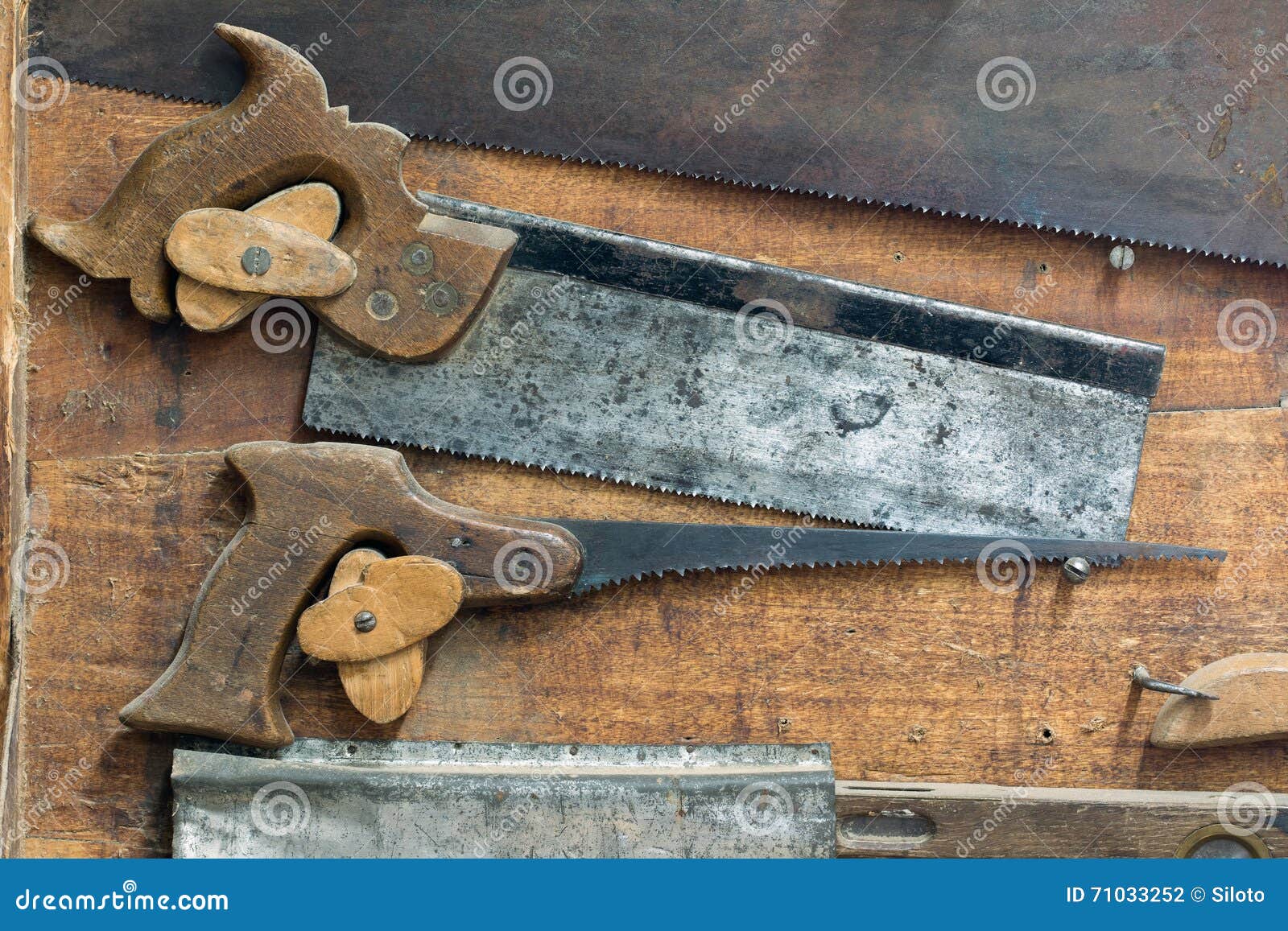 Set of Various Old and Used Hand Saws Stock Photo Image of crosscut
