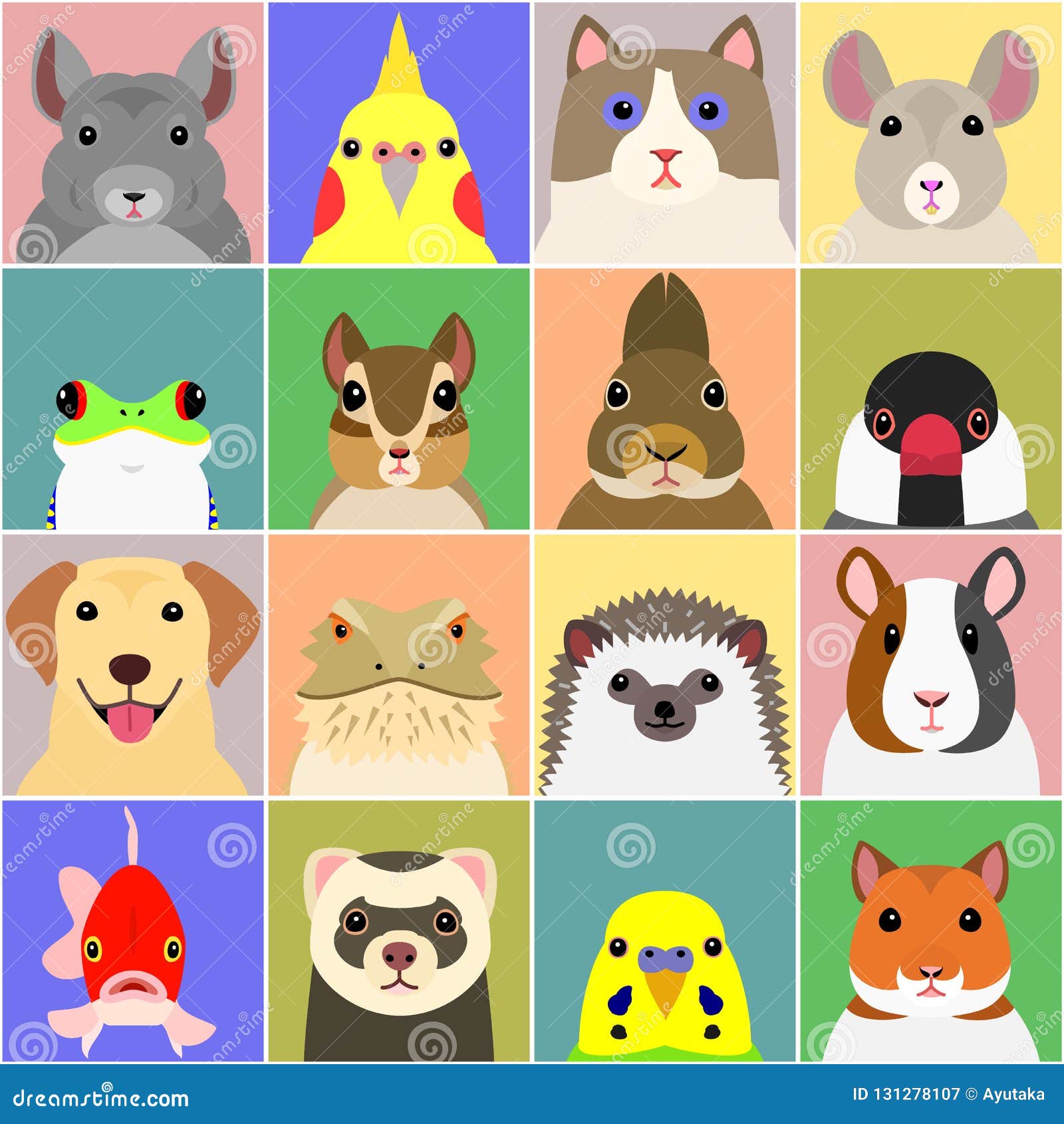 Set of Various Pet Animals Face Stock Vector - Illustration of chinchilla, front: 131278107 Set of Various Pet Animals Face Stock Vector - Illustration of chinchilla, front: 131278107