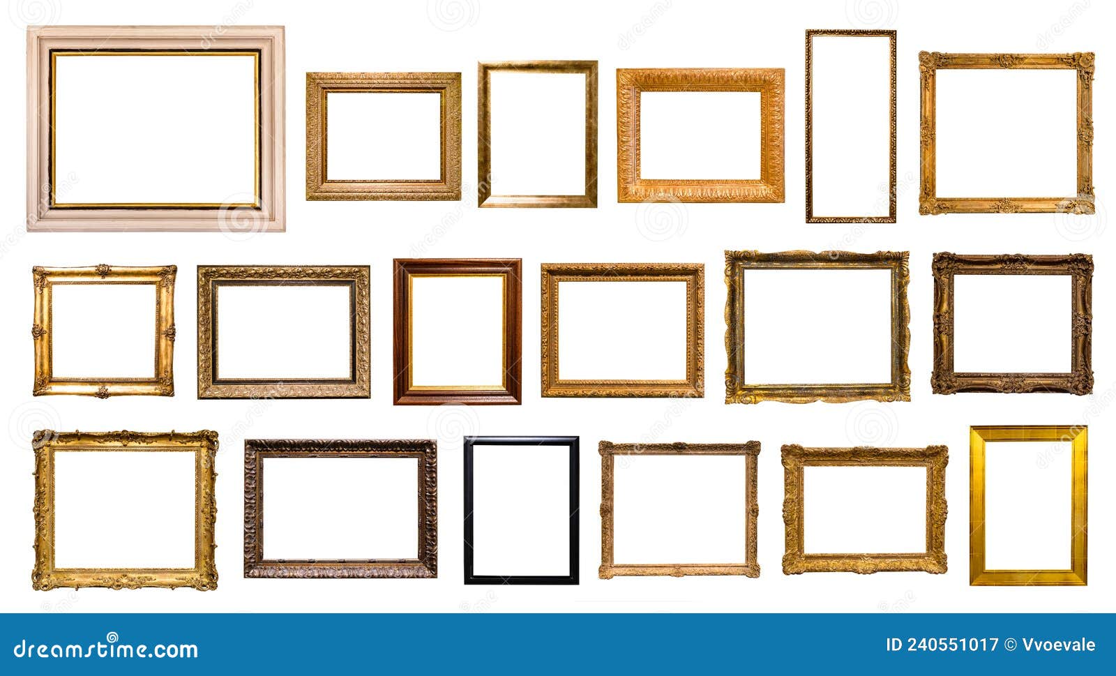 Set of Various Picture Frame with Cut Out Canvas Stock Image Image of