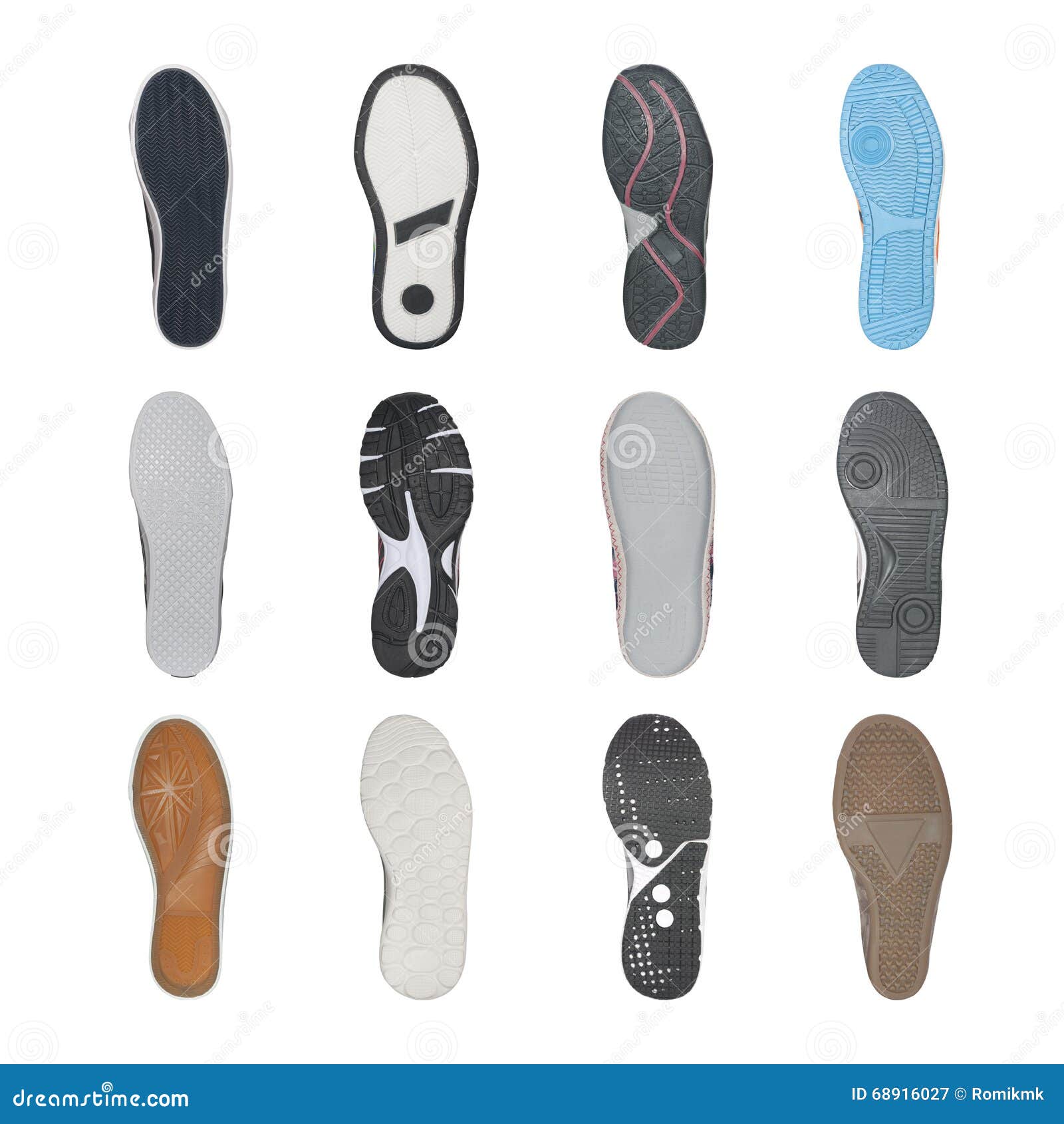 Set of Various Shoe Soles Isolated Stock Image Image of rubber