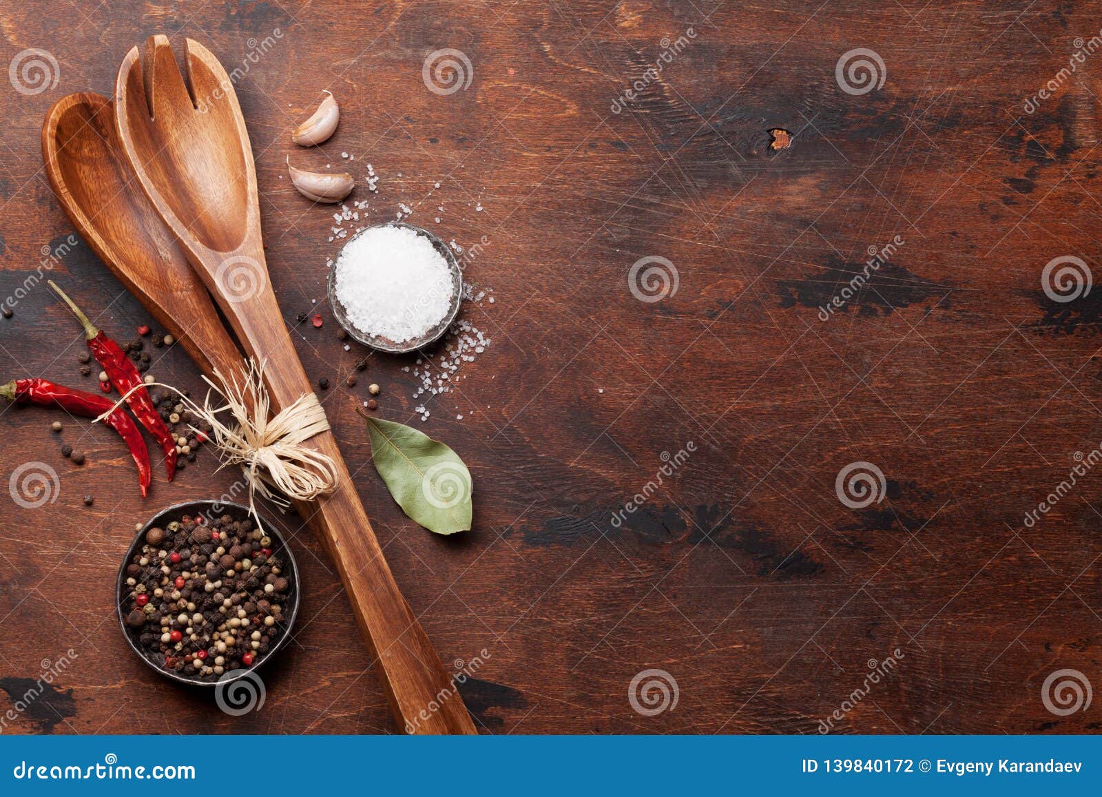 Set of Various Spices and Cooking Utensils Stock Photo - Image of ...