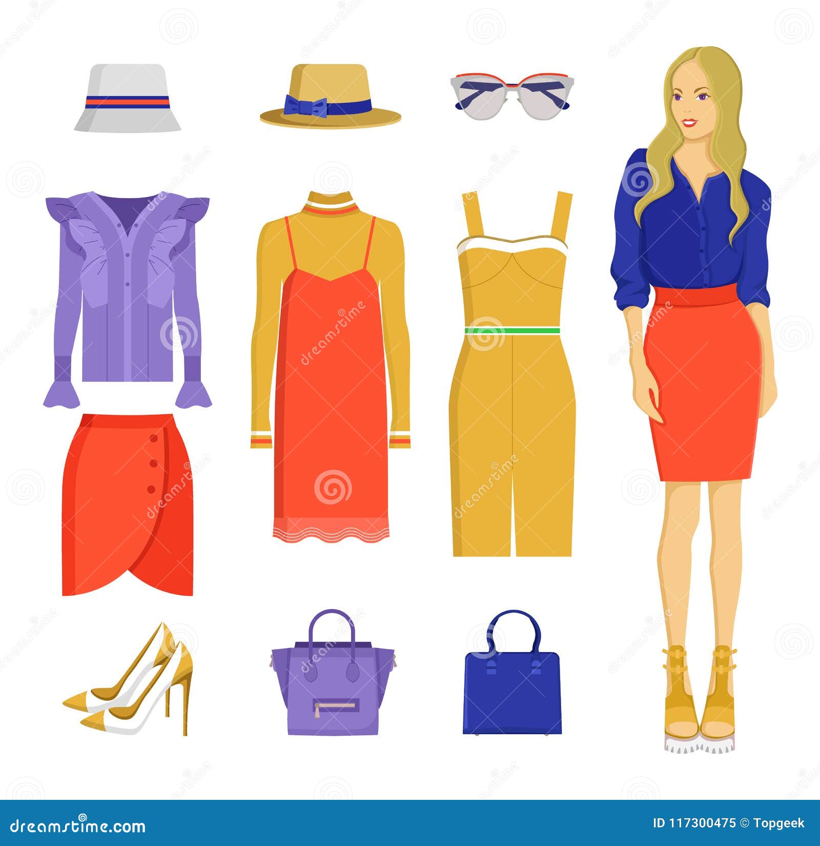 Set of Various Summer Clothes Colorful Banner Stock Vector ...