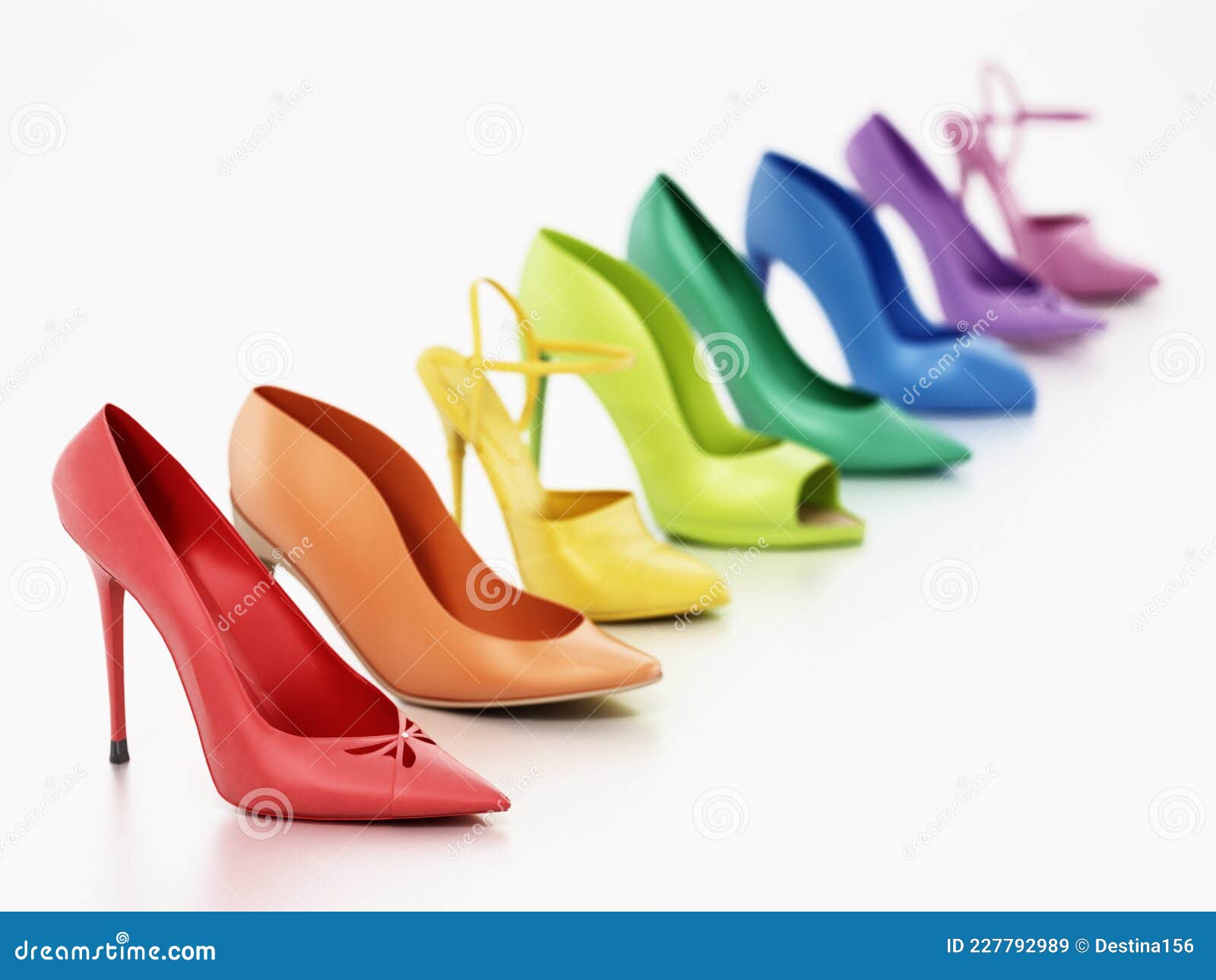 Set of Various Women`s Shoes Isolated on White Background. 3D ...