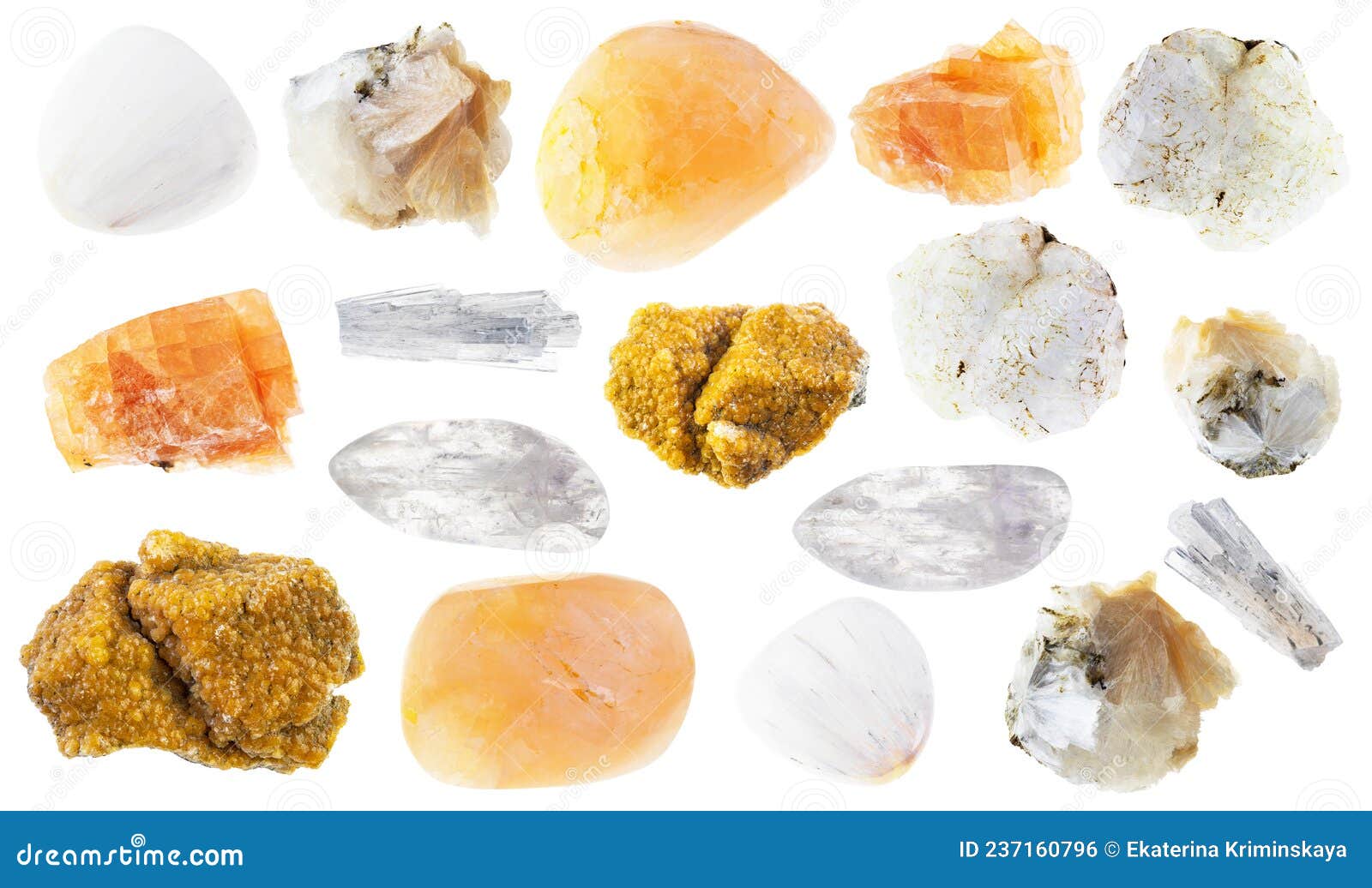 Set of Various Zeolite Stones Cutout on White Stock Photo Image of