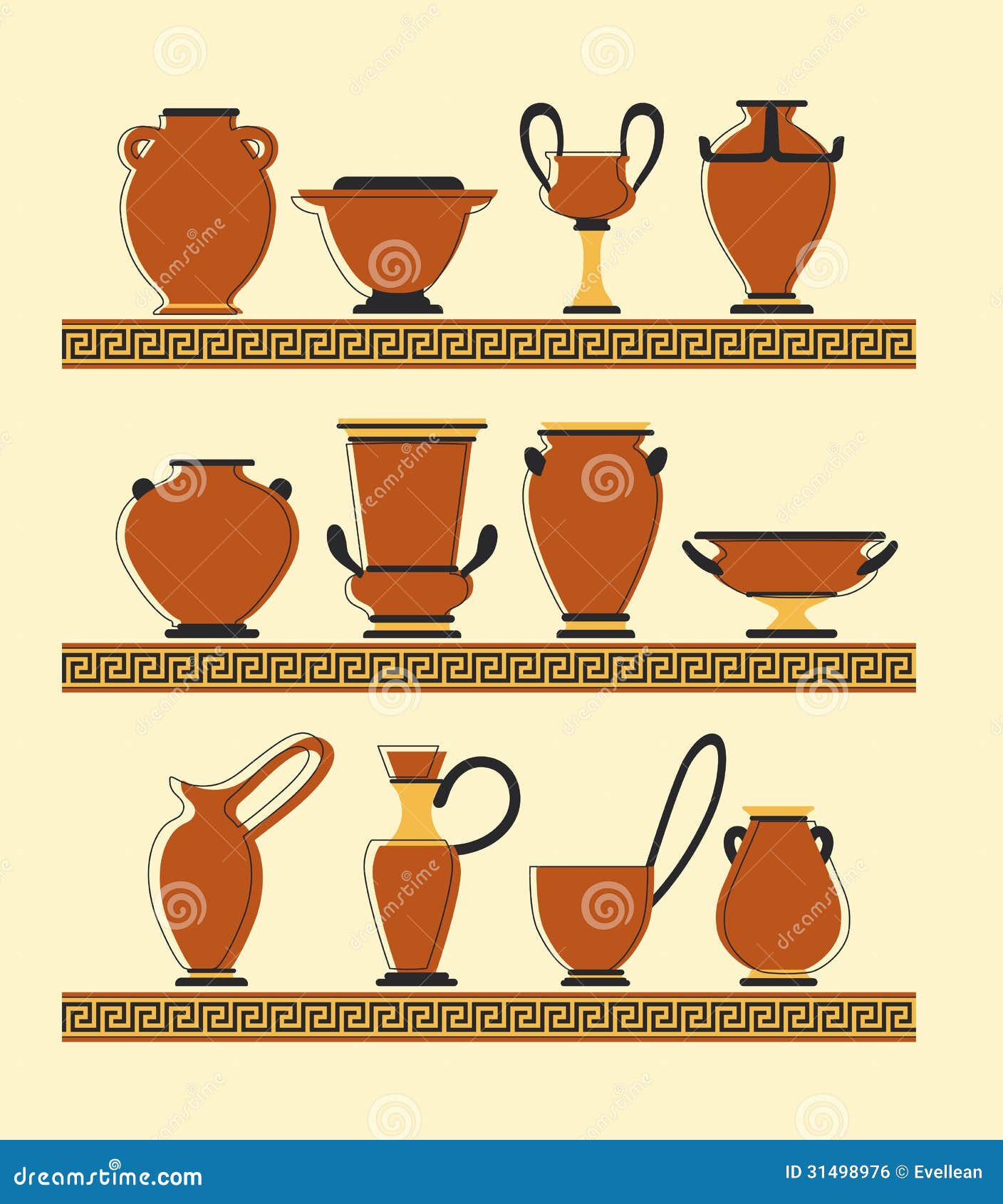Set of Vases stock vector. Illustration of bowl, containers 31498976