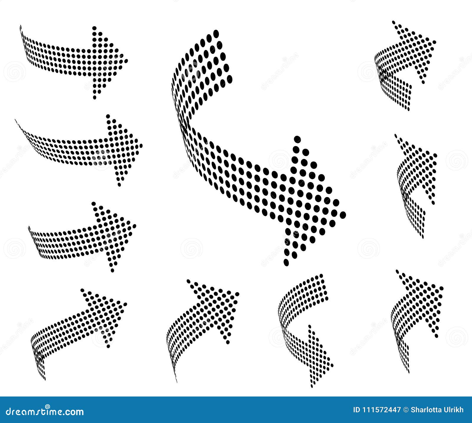 Set of Vector Arrow Icons. Dotted Halftone Graphic Effect. Stock Vector ...