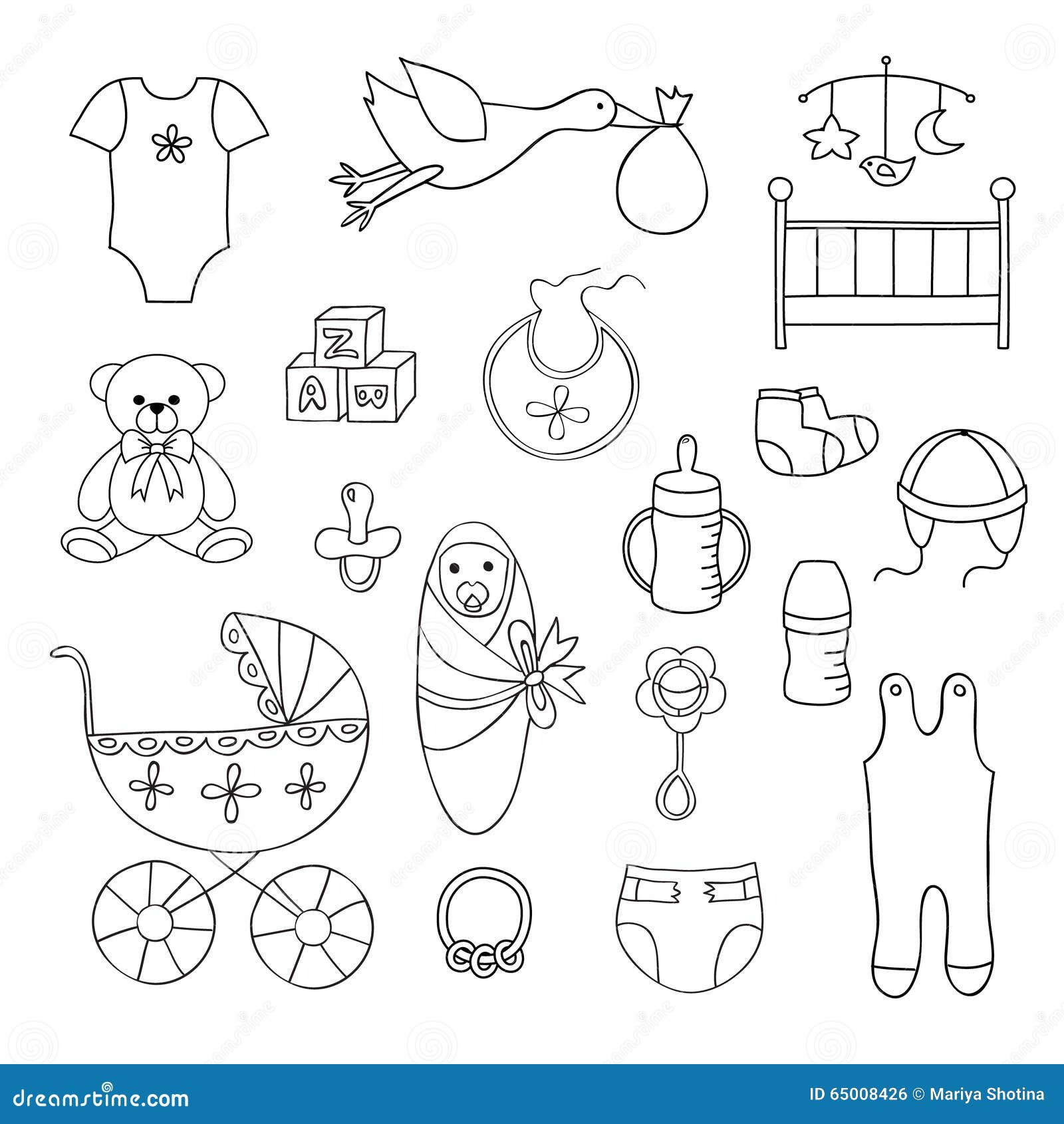 Set of Vector Baby Elements. Stock Vector - Illustration of mobile ...