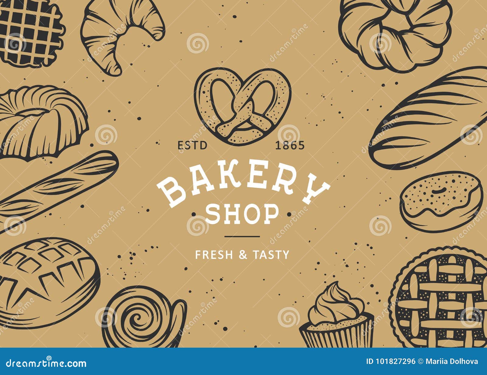 Set of Vector Bakery Engraved Elements. Typography Design Stock Vector ...