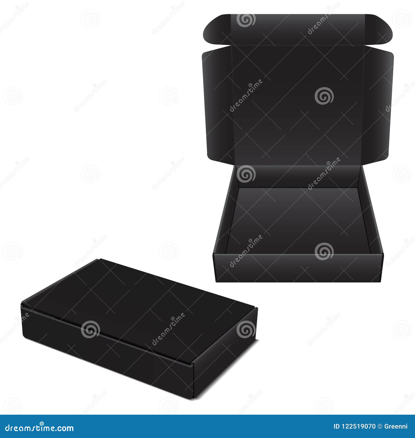 set of  black cardboard box. realistic package for software, electronic device and other products