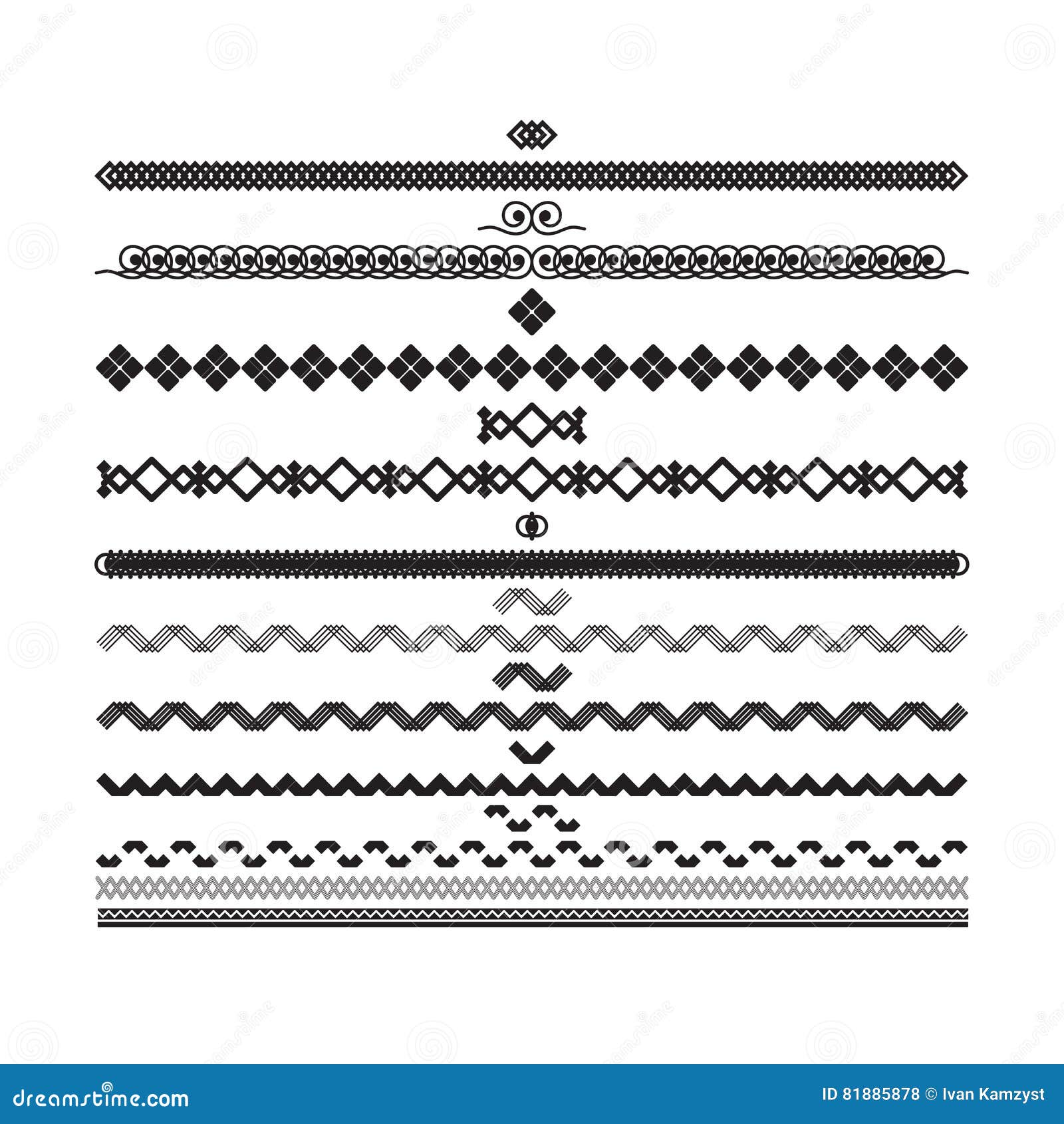 Set Of Vector Borders And Lines Design Geometric Elements