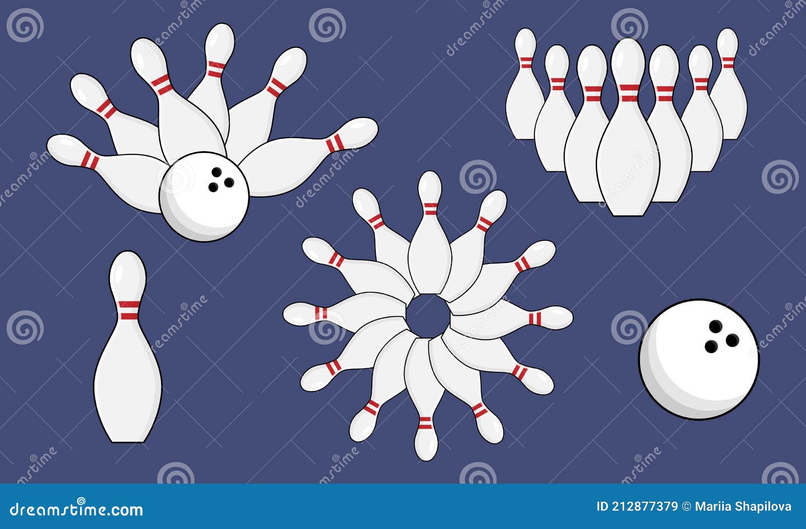 Set of Vector Bowling Kegling Stock Vector Illustration of happy