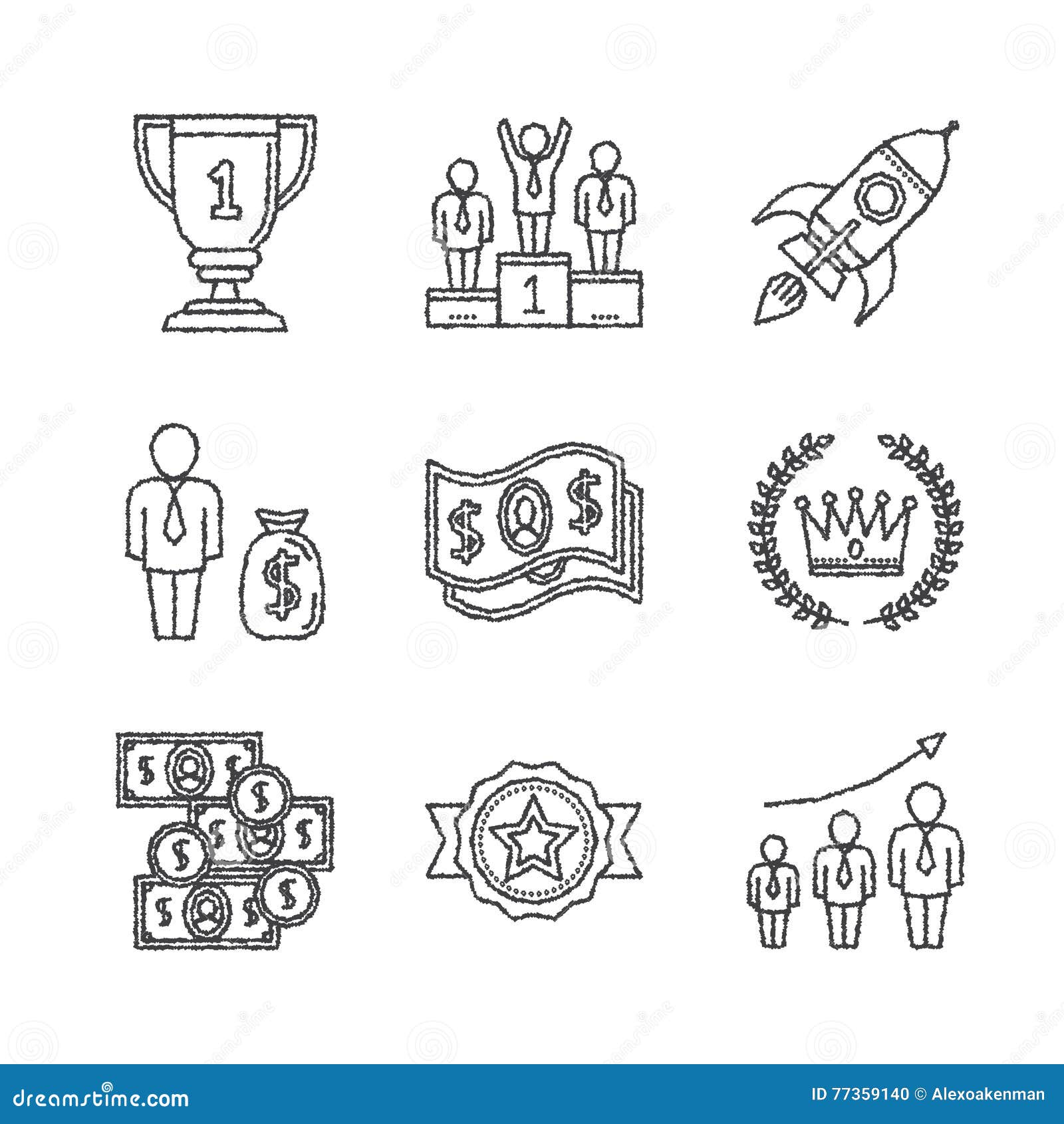 Set of Vector Business Icons and Concepts in Sketch Style Stock Vector