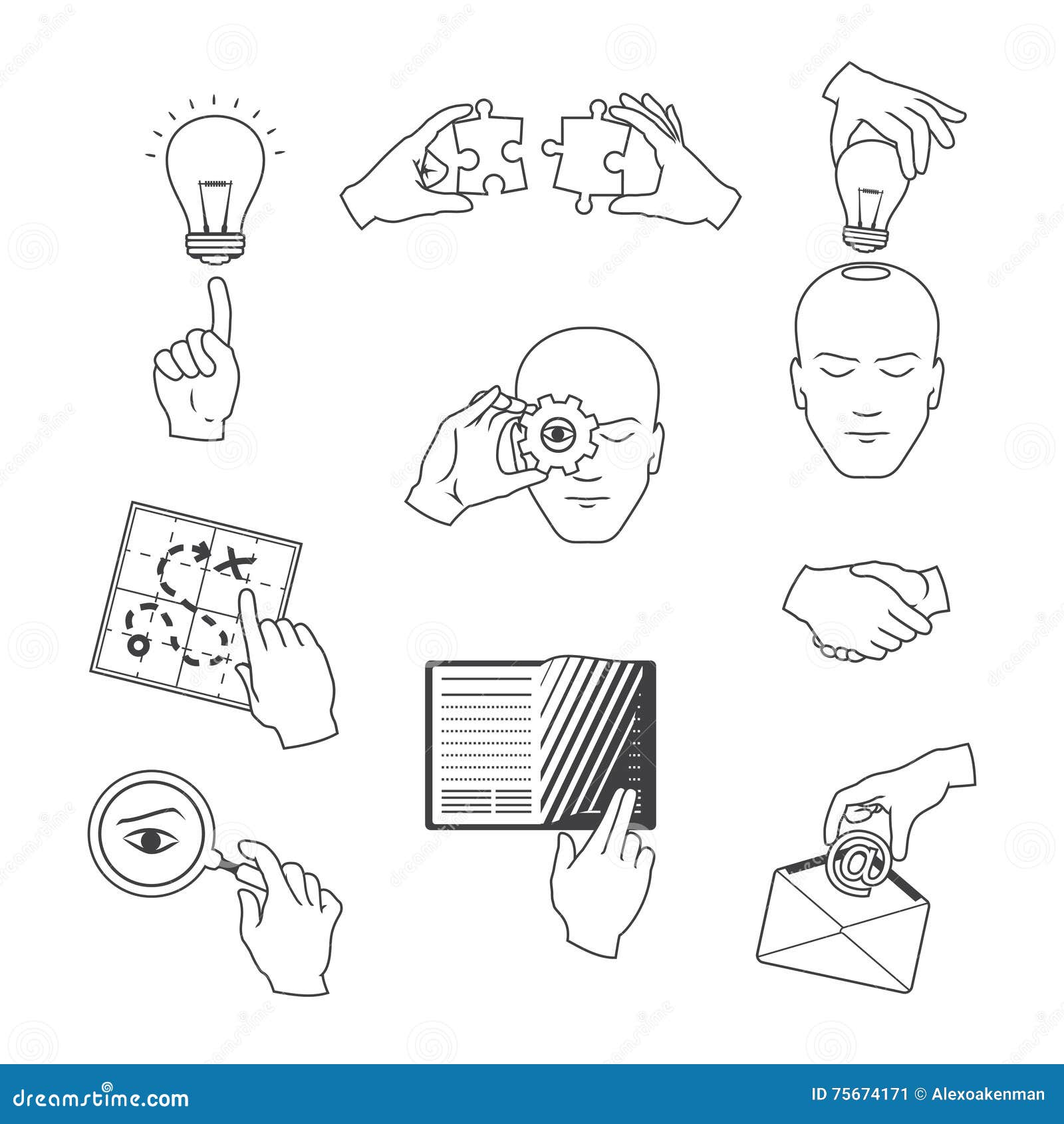 Set of Vector Business Icons in Sketch Style Stock Vector
