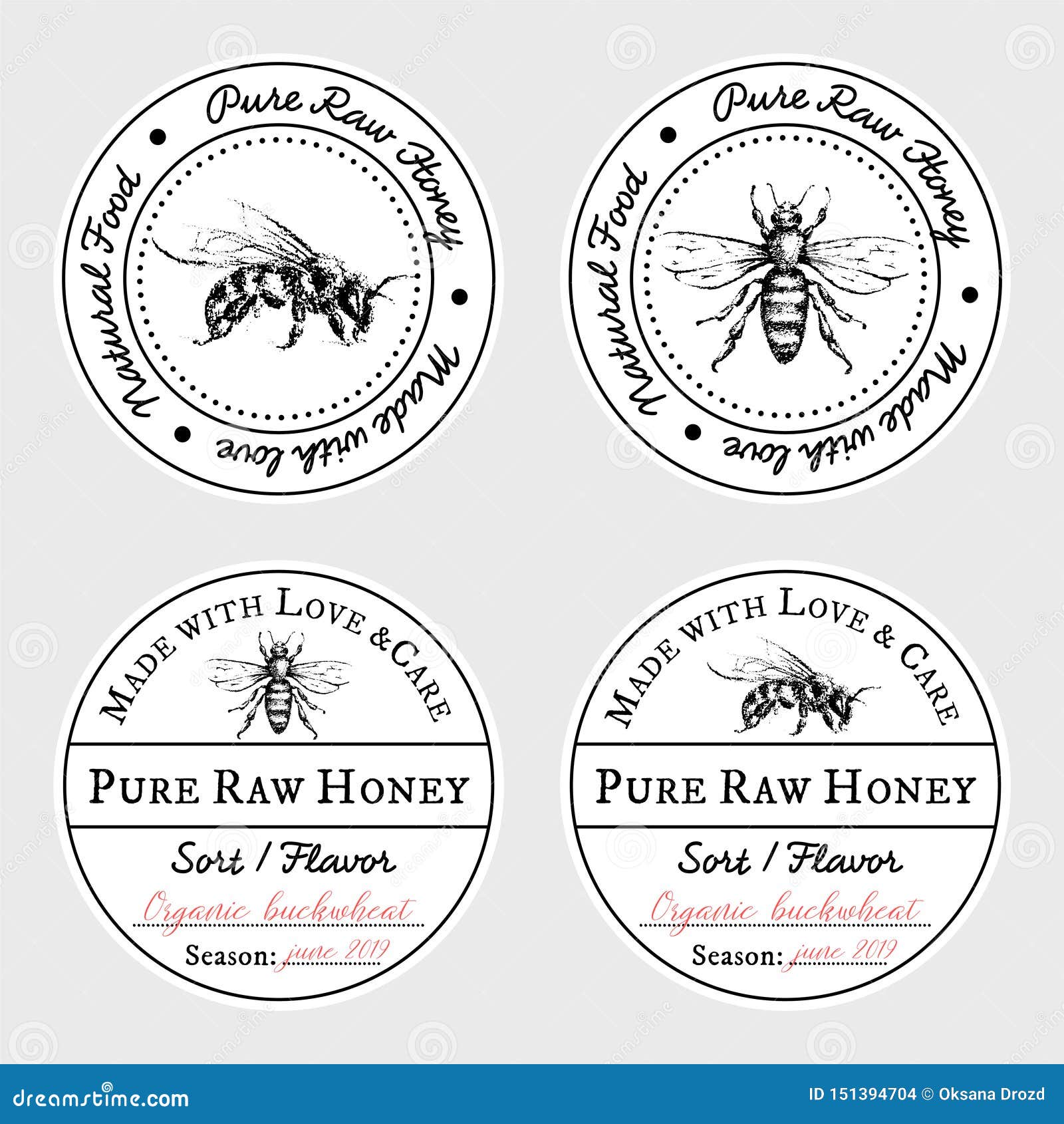 Set of Vector Card Templates with Honey Bee - Round Lid Labels or Throughout Free Round Label Templates Download