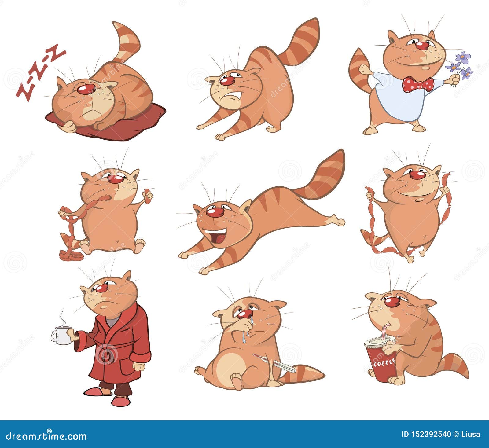 Set Of Vector Cartoon Illustration. A Cute Cats For You Design And