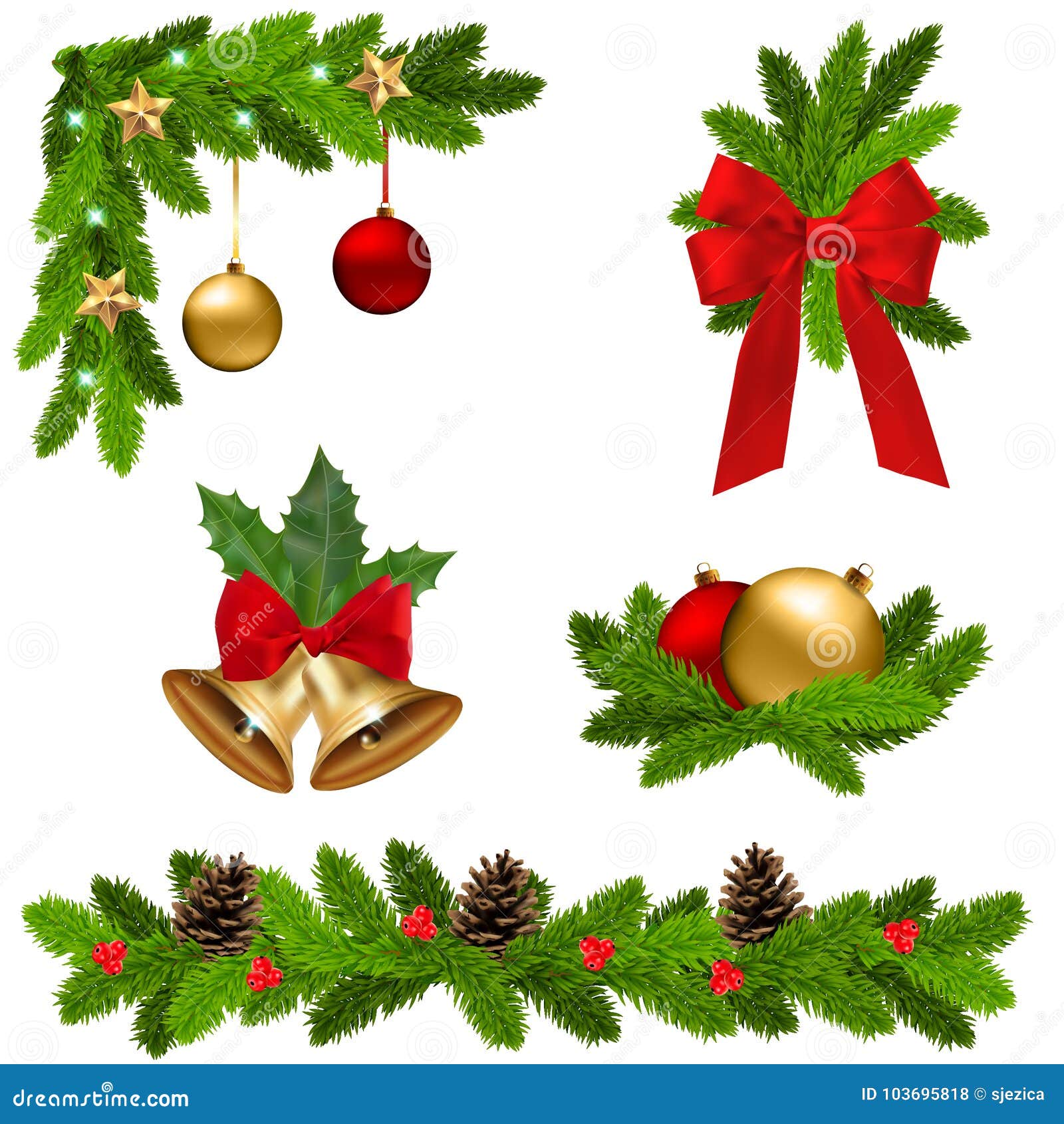 Set of Vector Christmas Decorations Stock Vector - Illustration of ...