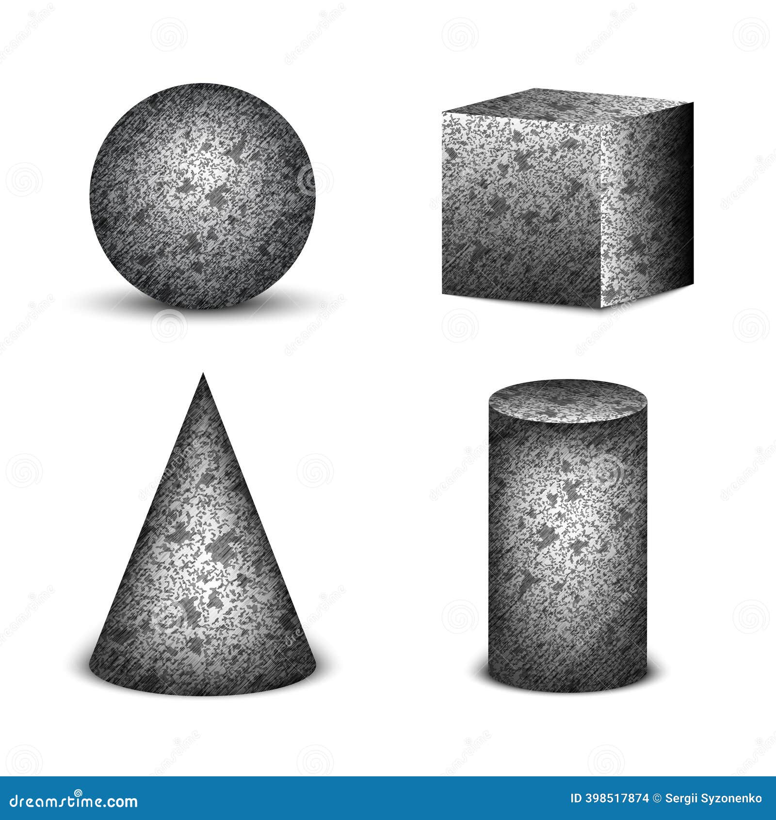 Set of Vector 3D Geometric Isometric Shapes with Granite Textured Surfaces  Including Realistic Stone Sphere, Cube, Cone, and Stock Vector -  Illustration of model, realistic: 398517874, image size:1600x1690