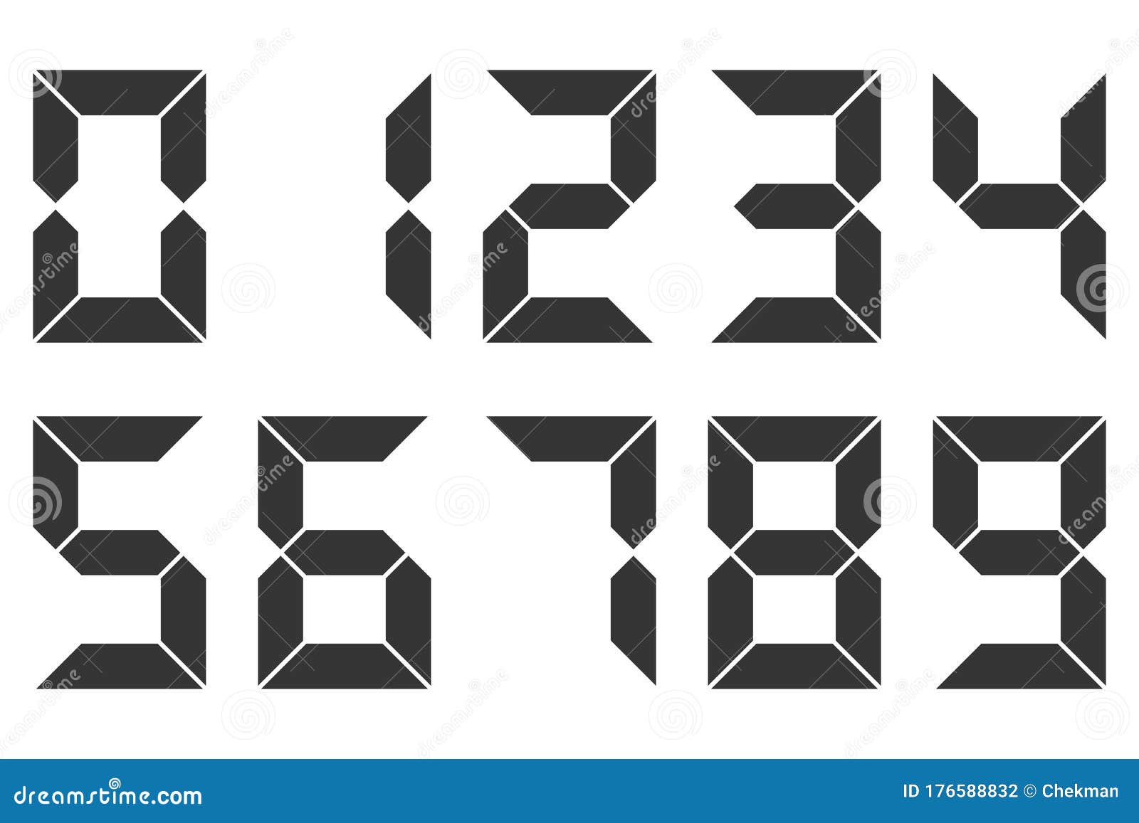 Set of Digital Numbers. Vector Digital Clock Numbers Stock