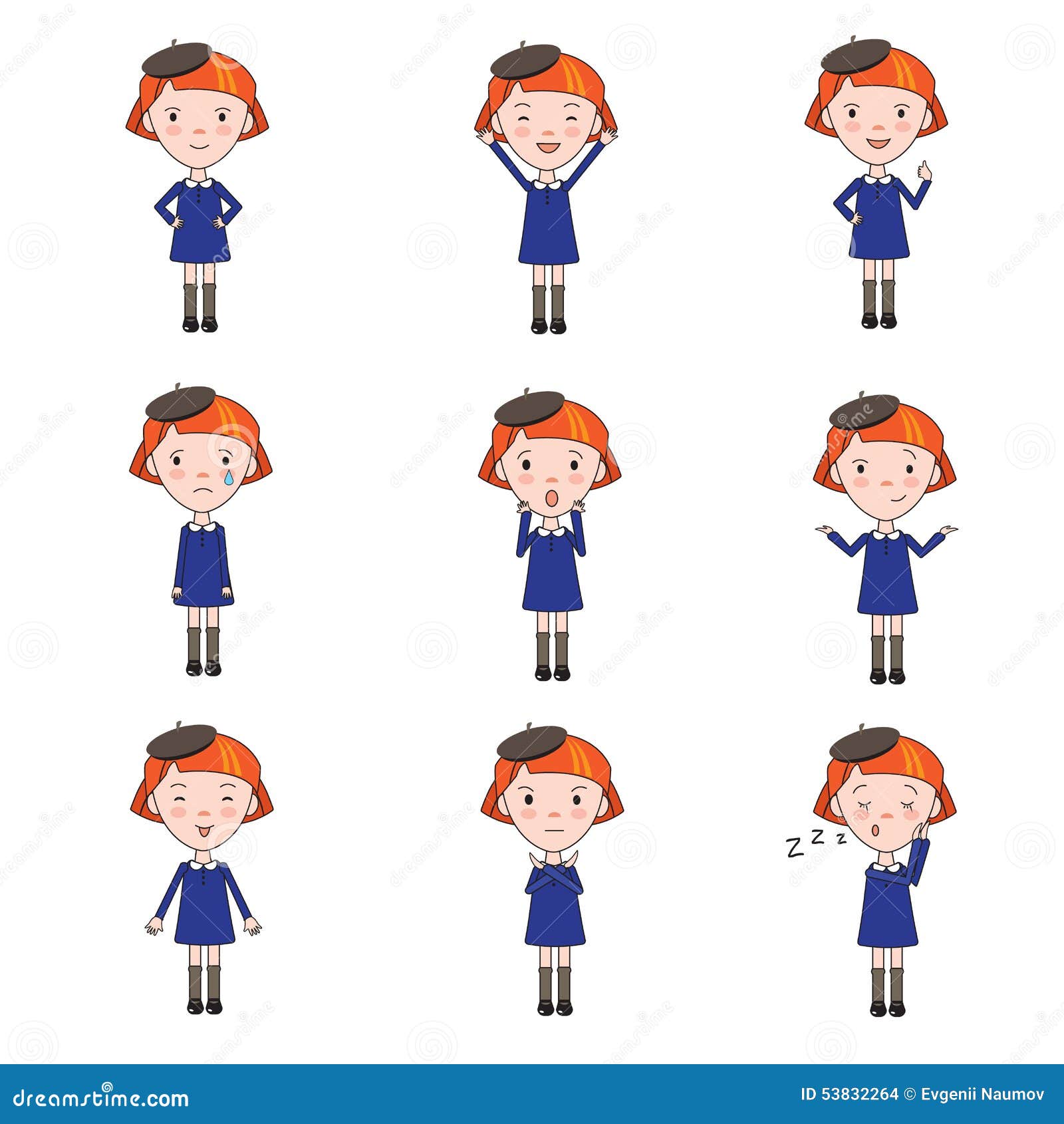 Set of Vector Emotions Character in Flat Style Stock Vector - Illustration  of face, anger: 53832264