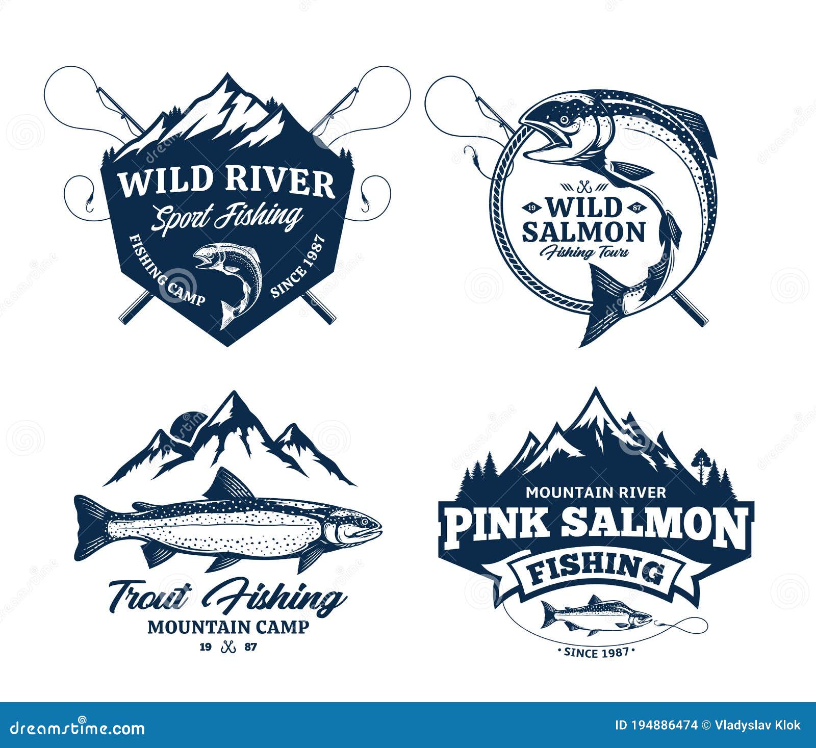 Set of Vector Fishing Logo, Badges and Design Elements Stock Vector -  Illustration of perch, icon: 194886474