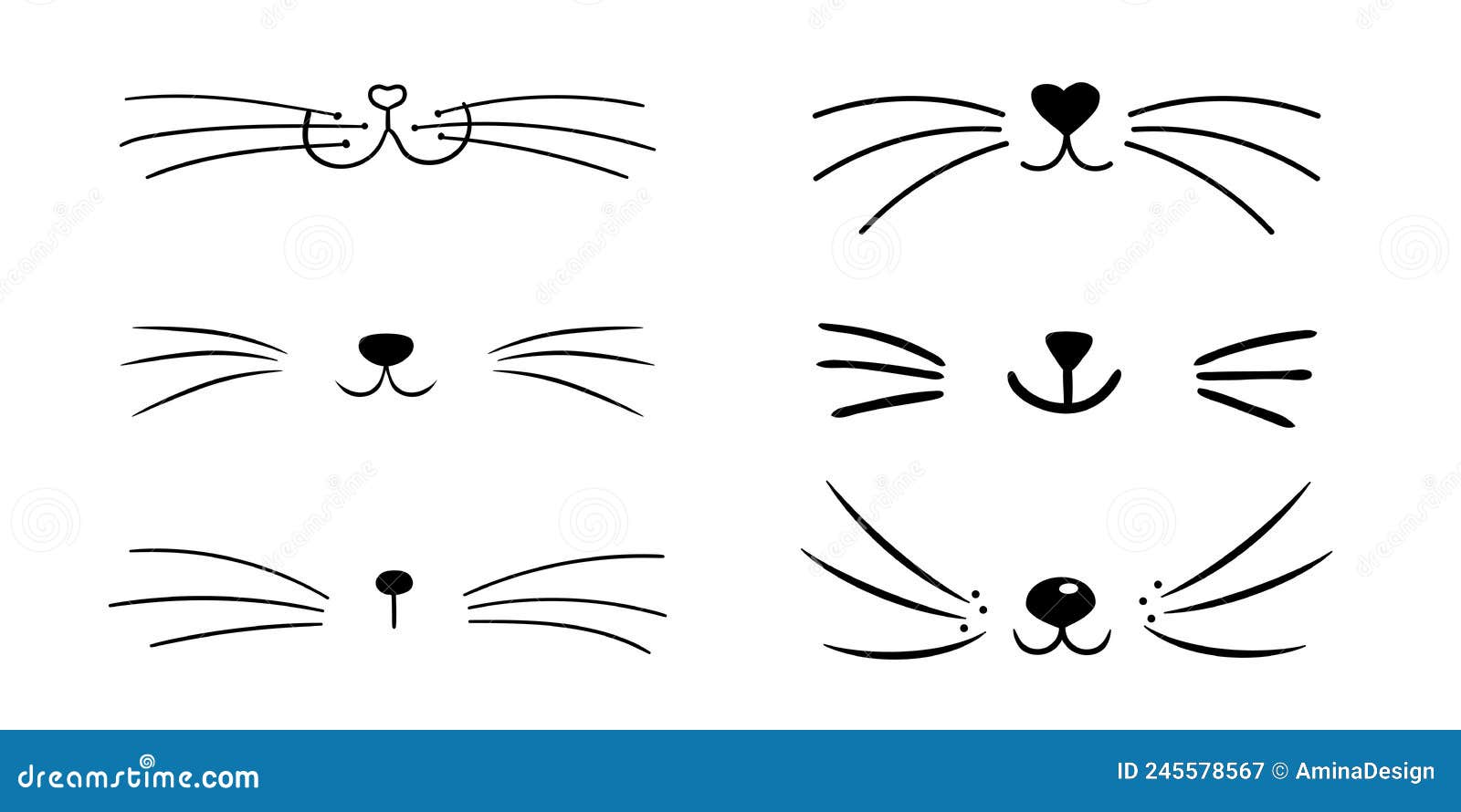 Cute Cat Face Icon Set, Vectors