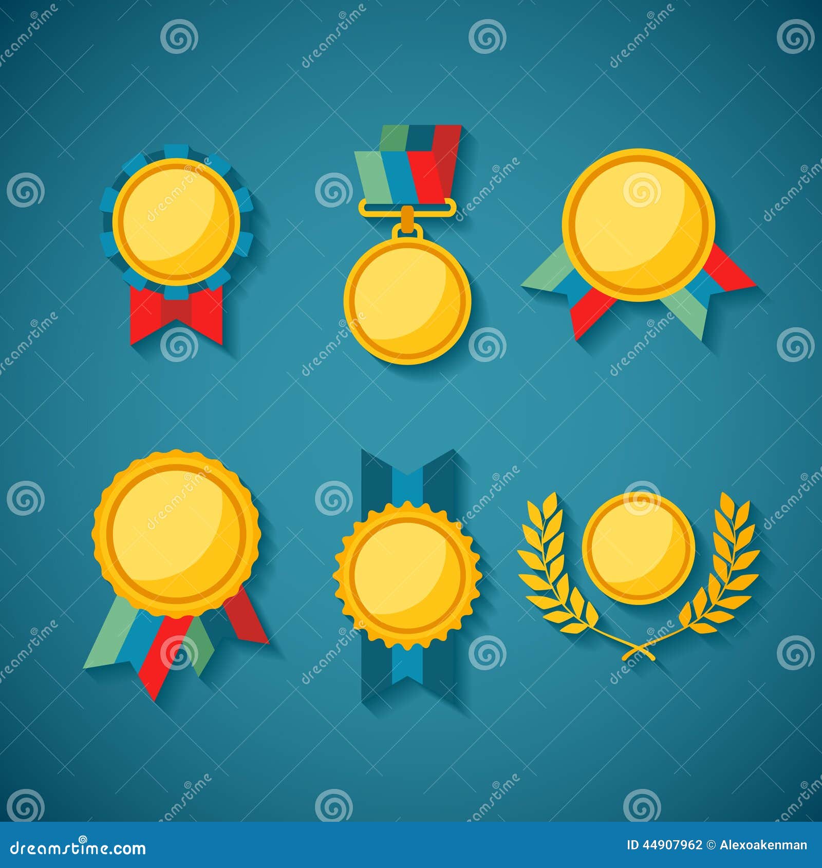 set of  golden awards for rewarding ceremony decoration and distinction