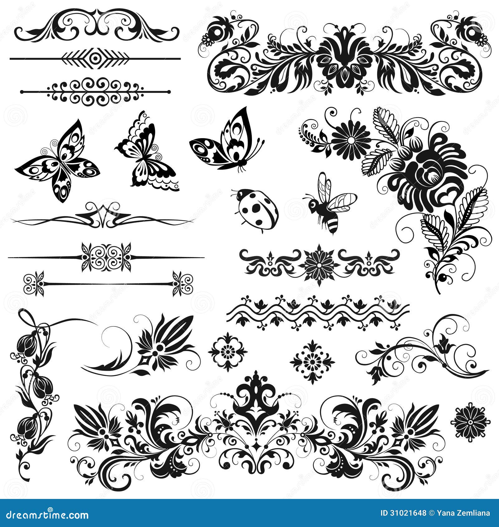 Download Set Of Vector Graphic Elements Stock Vector - Illustration of design, divider: 31021648