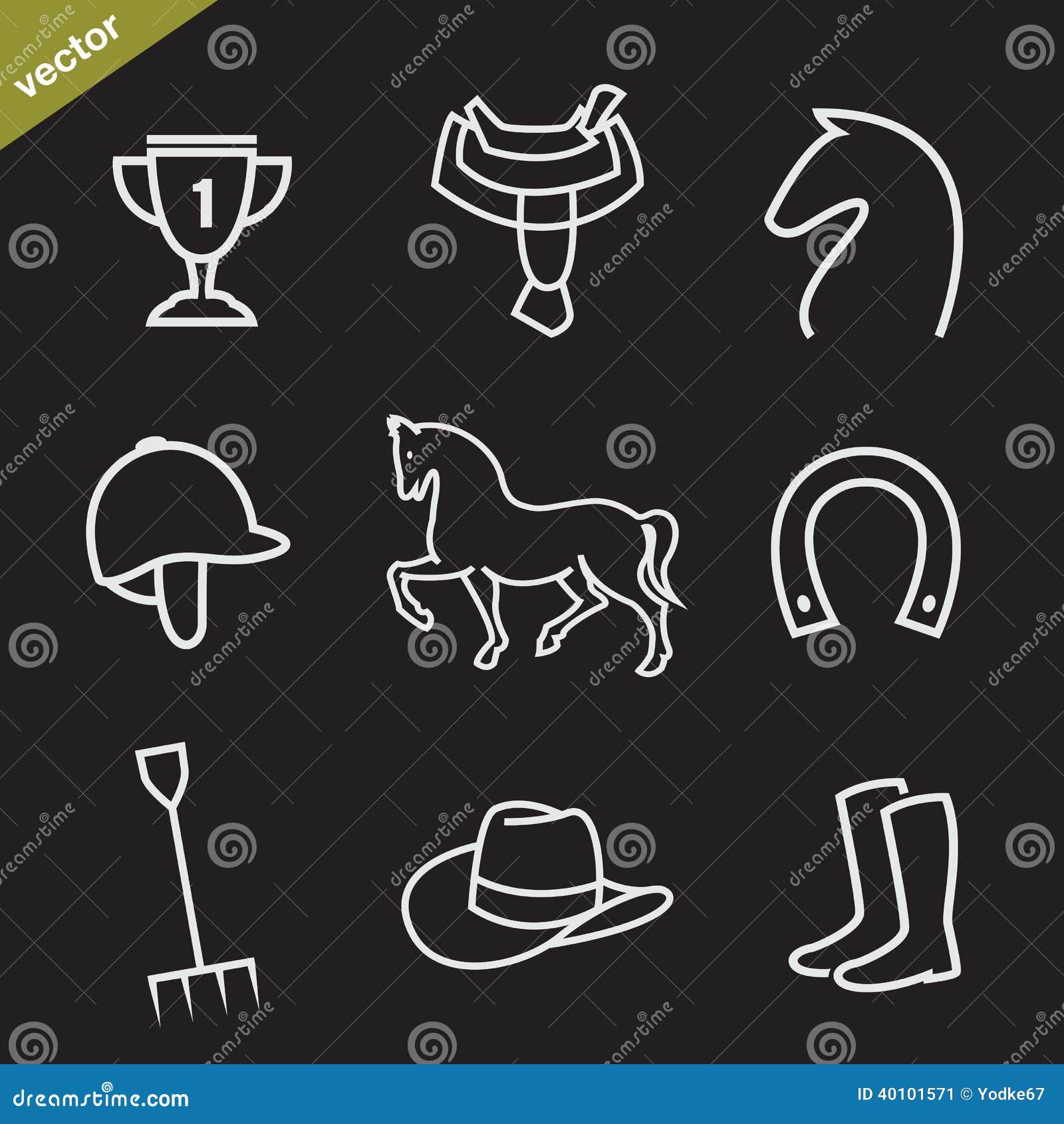 Set of Vector Horse Equipment Icons Stock Vector Illustration of boot