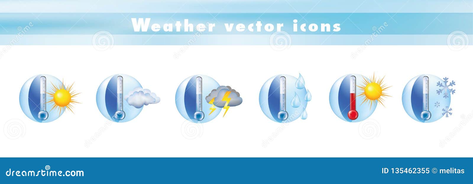 Download Set Vector Icons With Thermometer And Weather Forecast ...