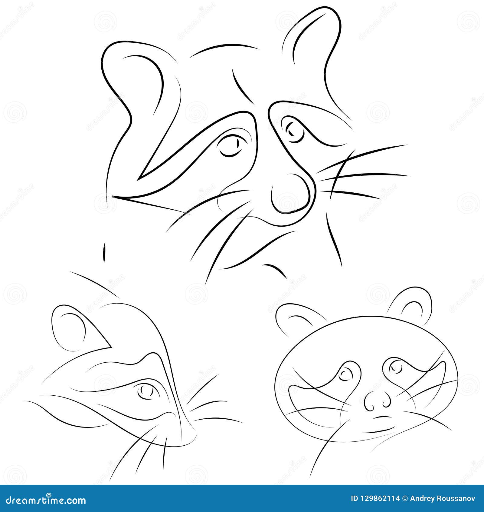 Stylized Raccoon. Vector Illustration Of Raccoon. Sketch Of Raccoon For ...