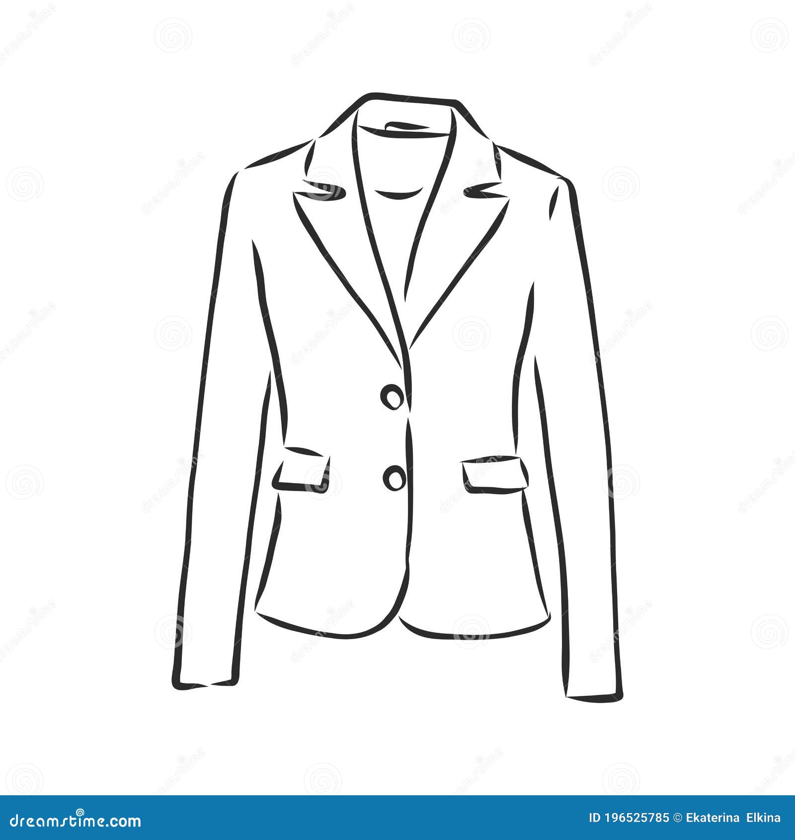 Set of Vector Isolated Women S Jackets, Front View, Women`s Blazer, Vector Sketch Illustration